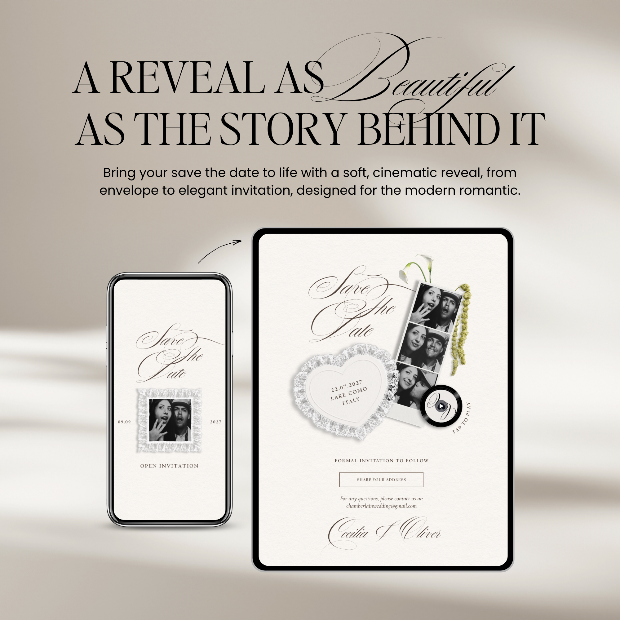 Save The Date Website Template (Romantic 01 - Ivory)