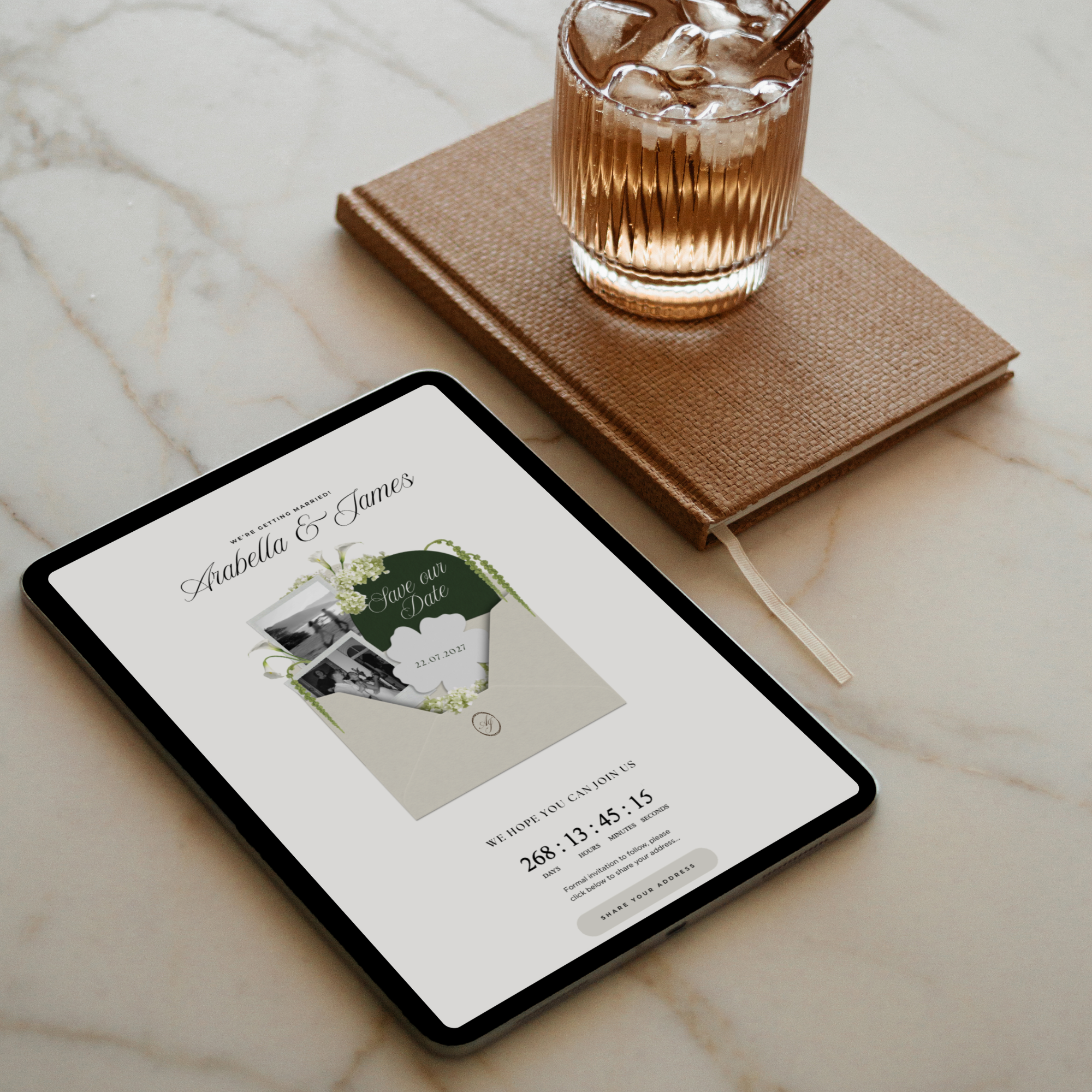 Save The Date Wedding Website Template (White & Green)