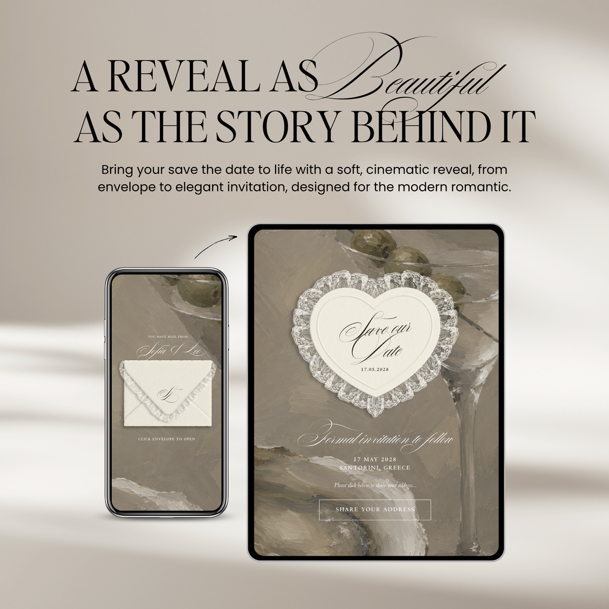 Lace Heart Save The Date Website Template (Lace 0202)