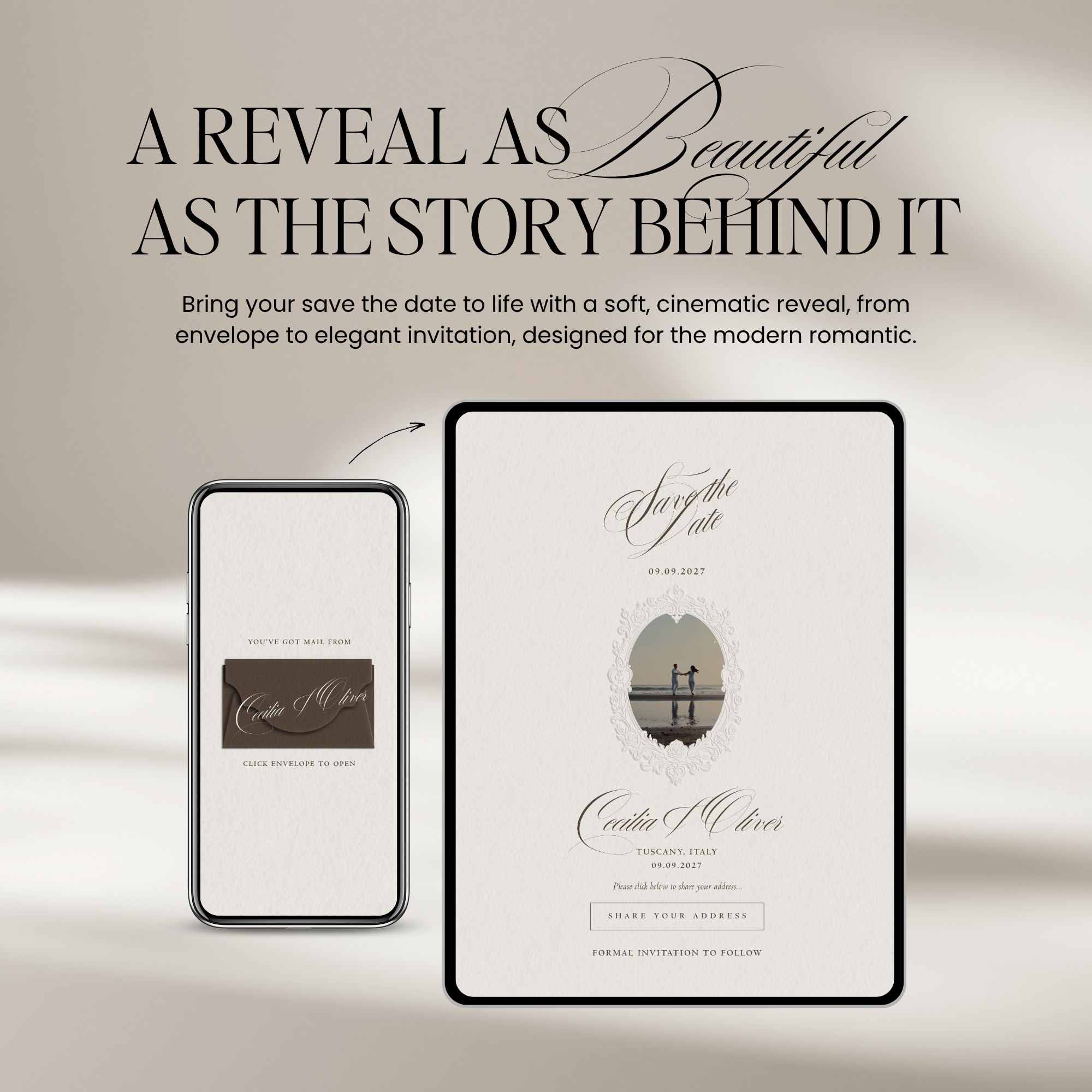 Save The Date Website Template (Vintage 01 - Brown Ivory)