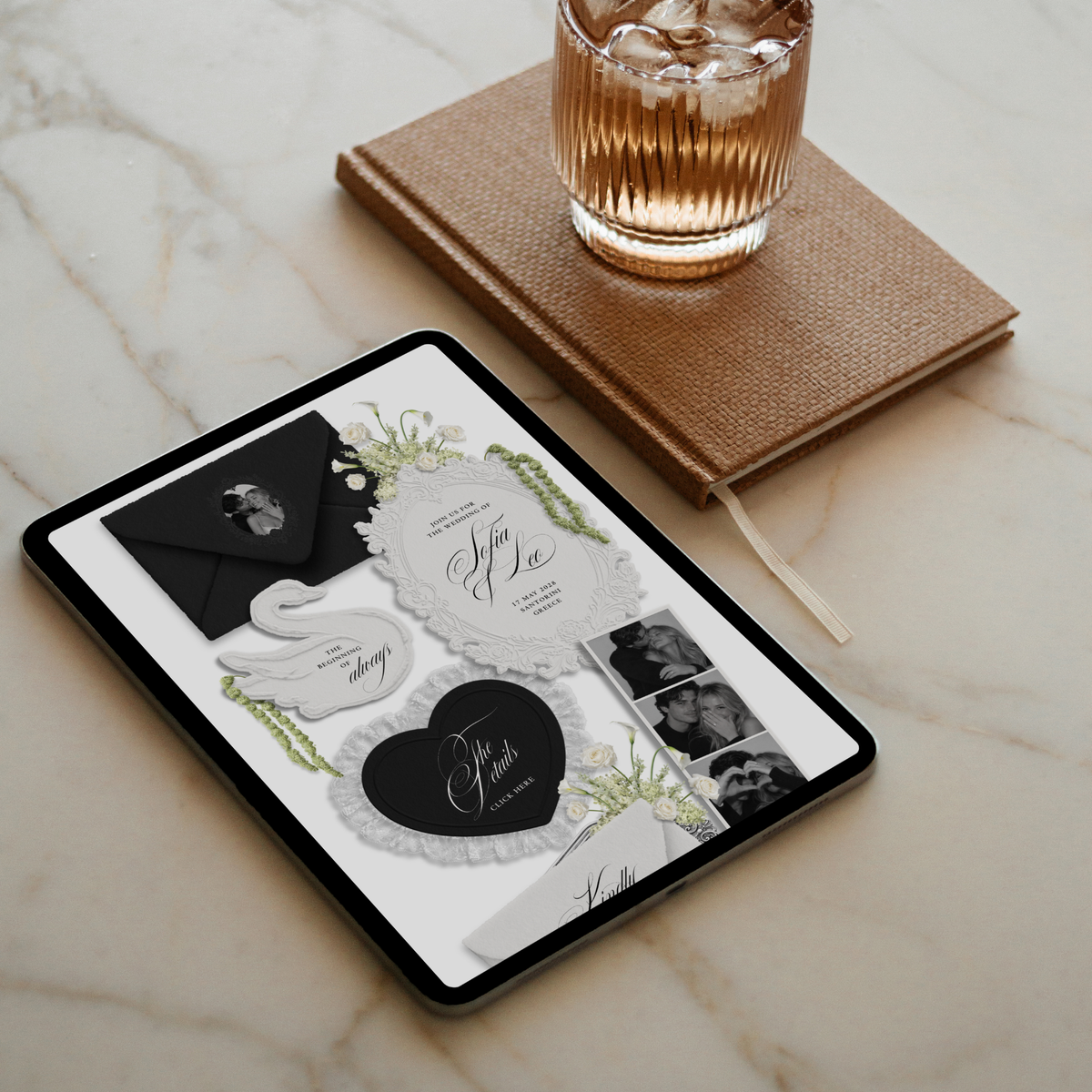 Wedding Website Template with RSVP (Envelope 05 - Black & White)