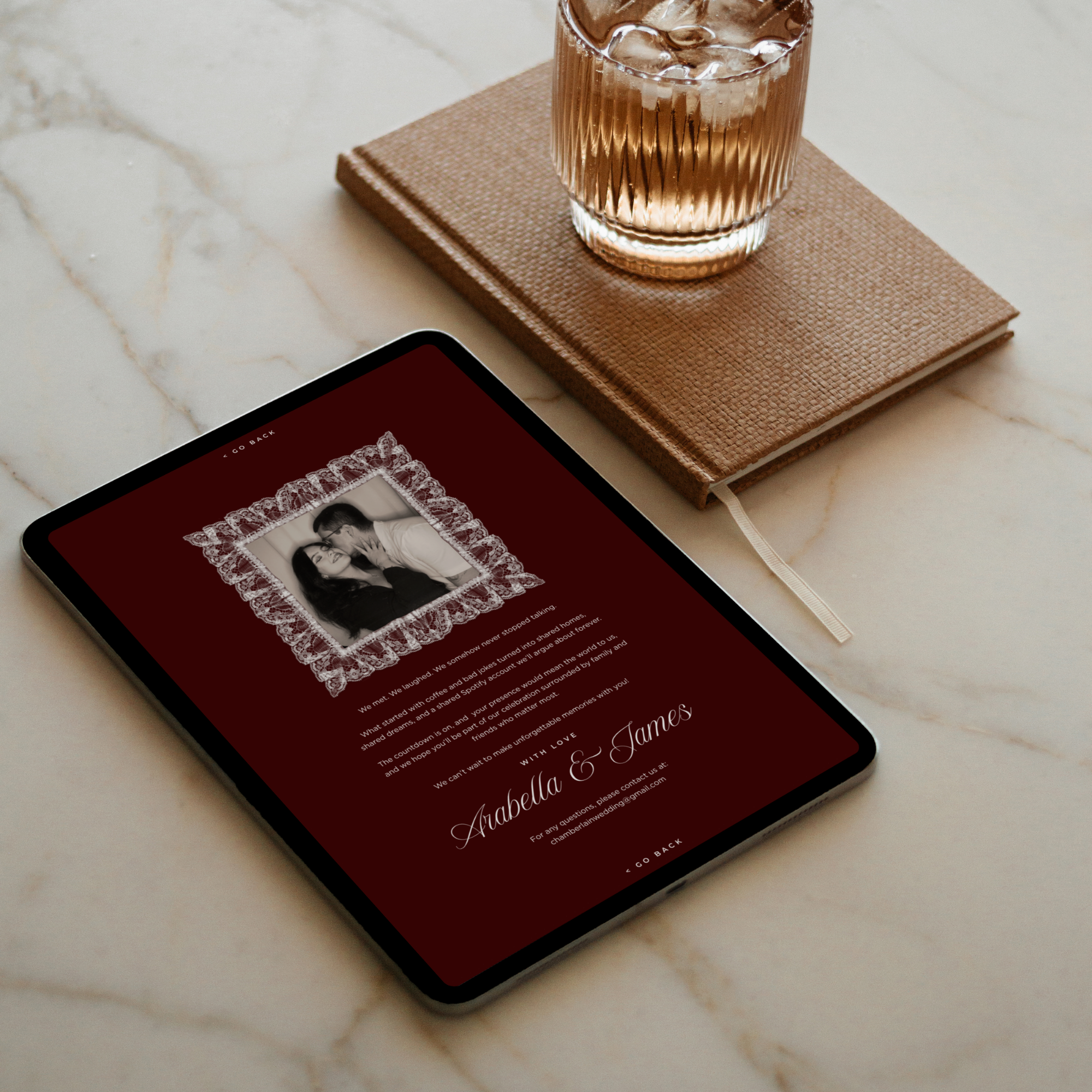 Old Money Wedding Website Template with RSVP (Burgundy)
