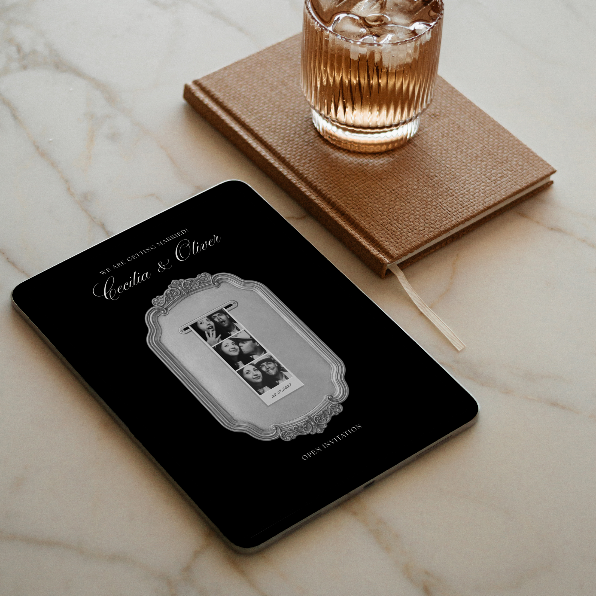 Wedding Website Template with RSVP (Photo Booth 01 - Black)