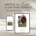 Save The Date Wedding Website Template (Envelope 06 - Green + Burgundy)