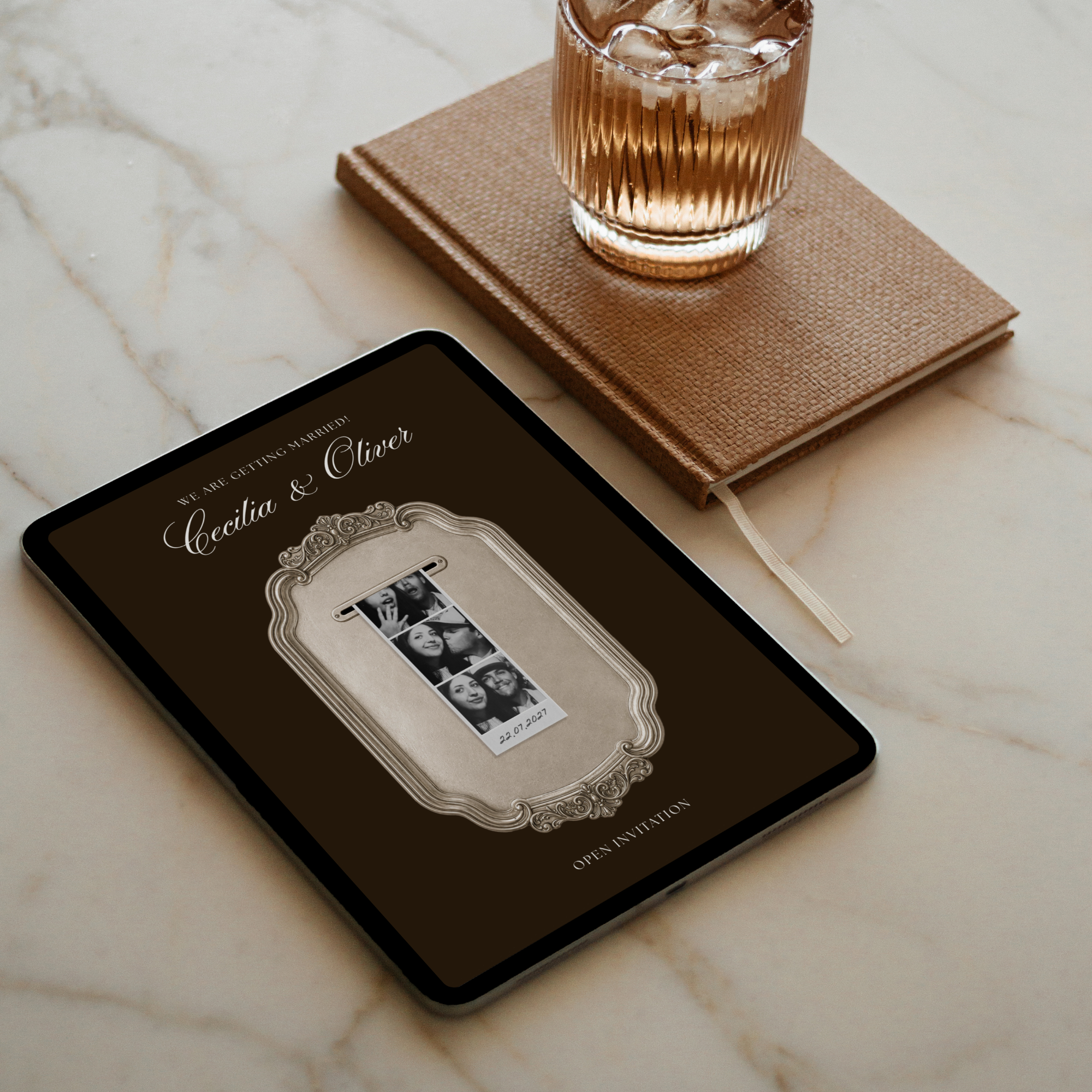 Wedding Website Template with RSVP (Photo Booth 01 - Brown)