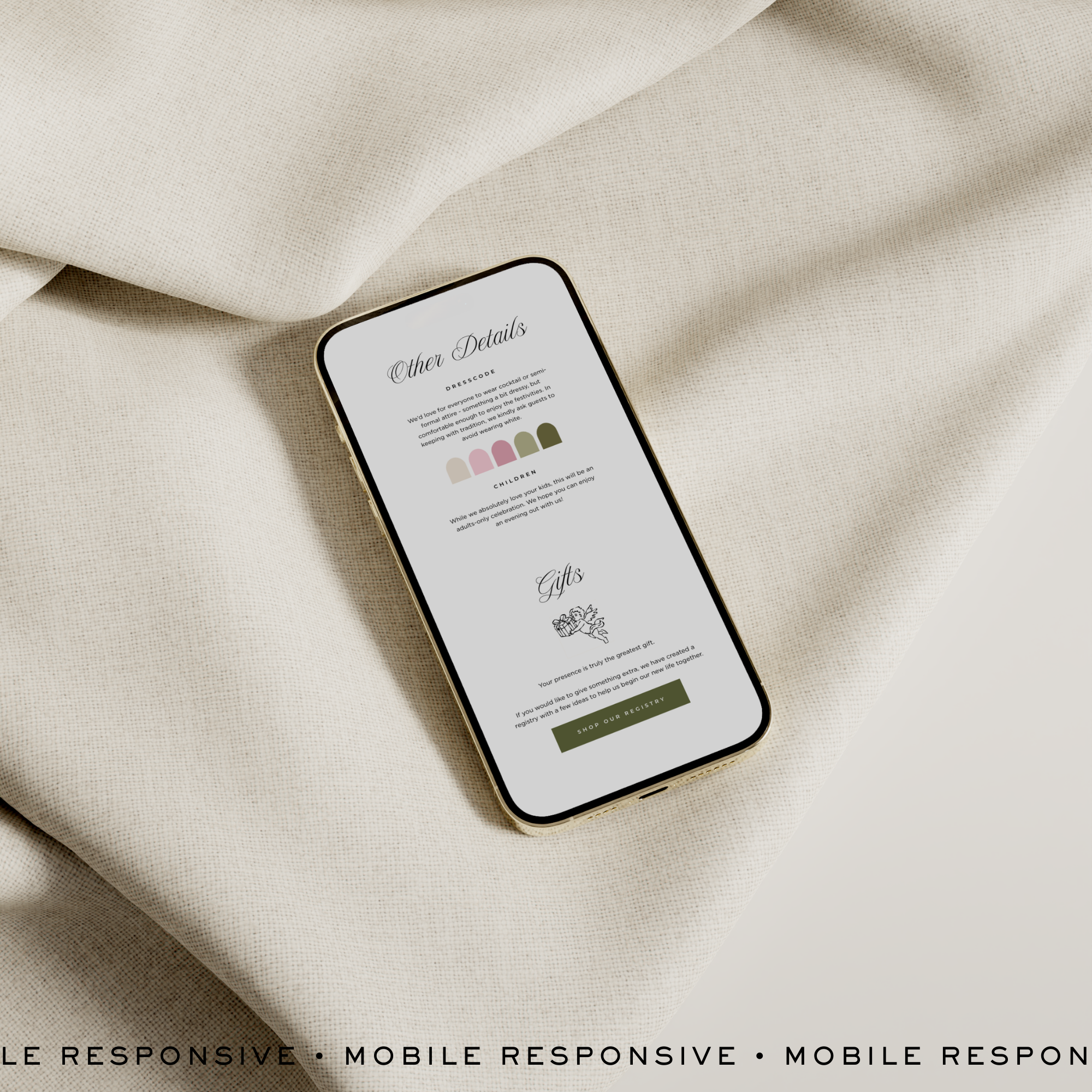 Wedding Website Template with RSVP (Pink & Green)