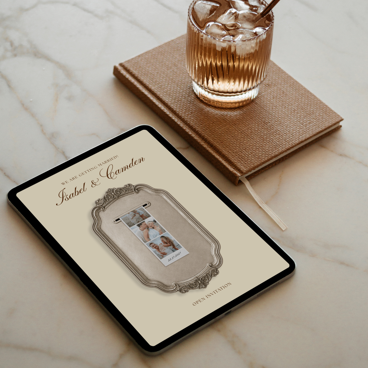 Save The Date Wedding Website Template (Photo Booth Animation 01 - Yellow)