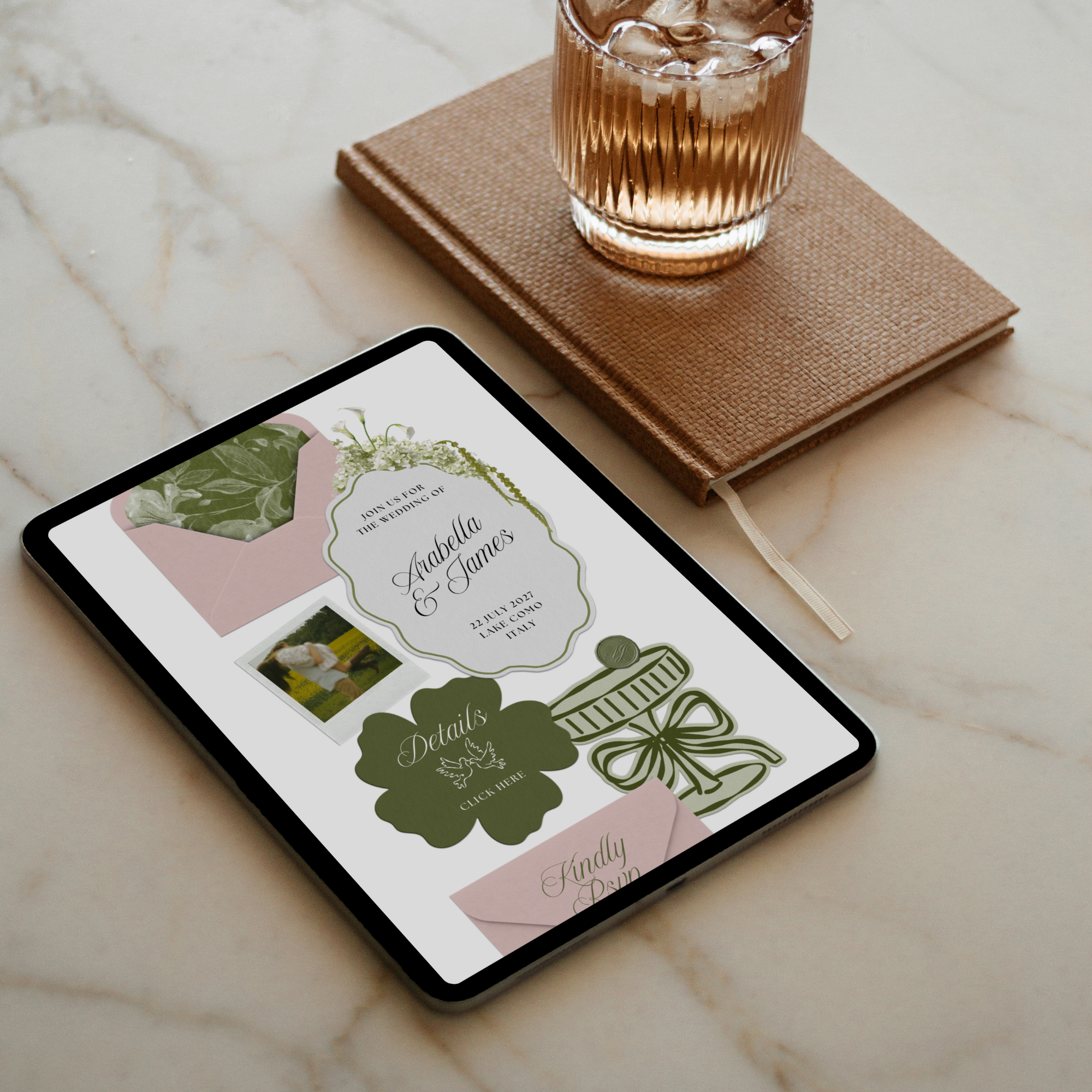 Wedding Website Template with RSVP (Pink & Green)