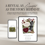 Save The Date Wedding Website Template (Envelope 05 - Green, Pink + Burgundy)