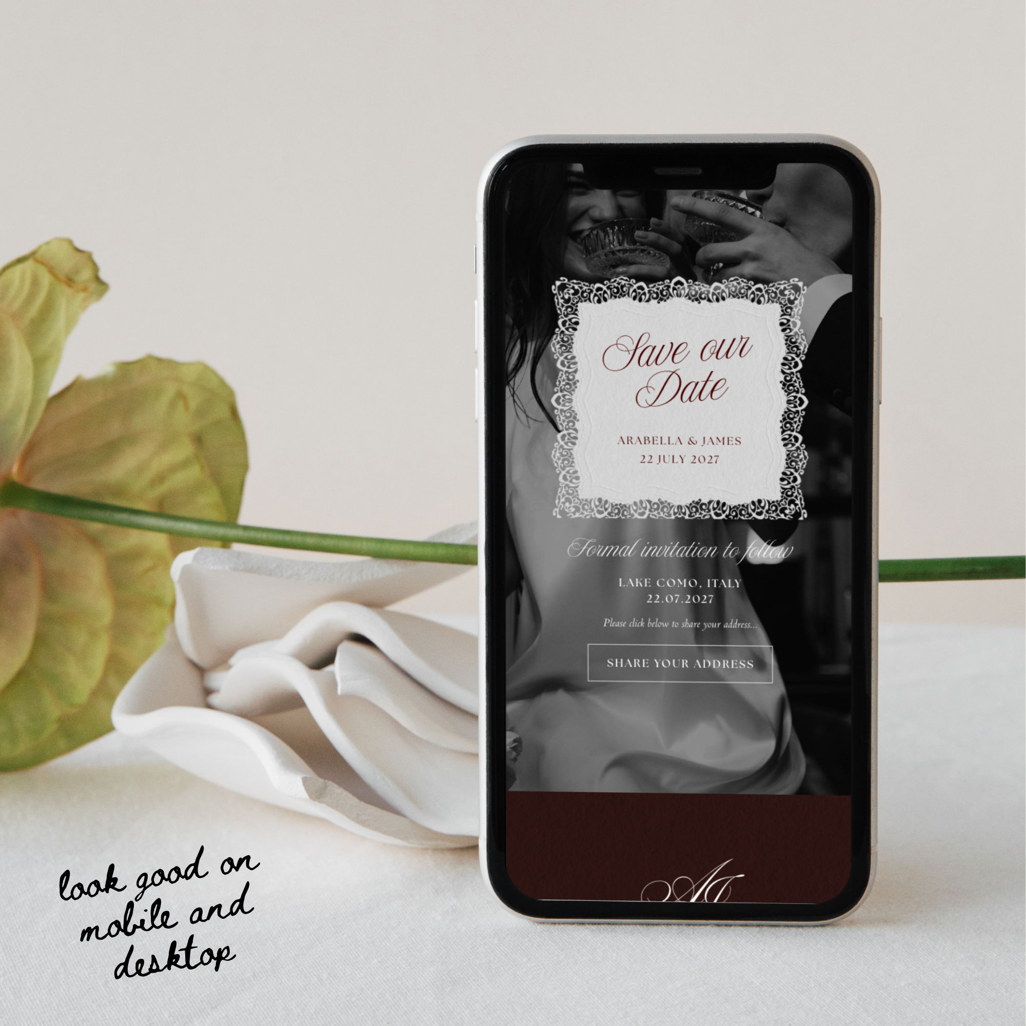 Old Money Save The Date Website Template (Burgundy)