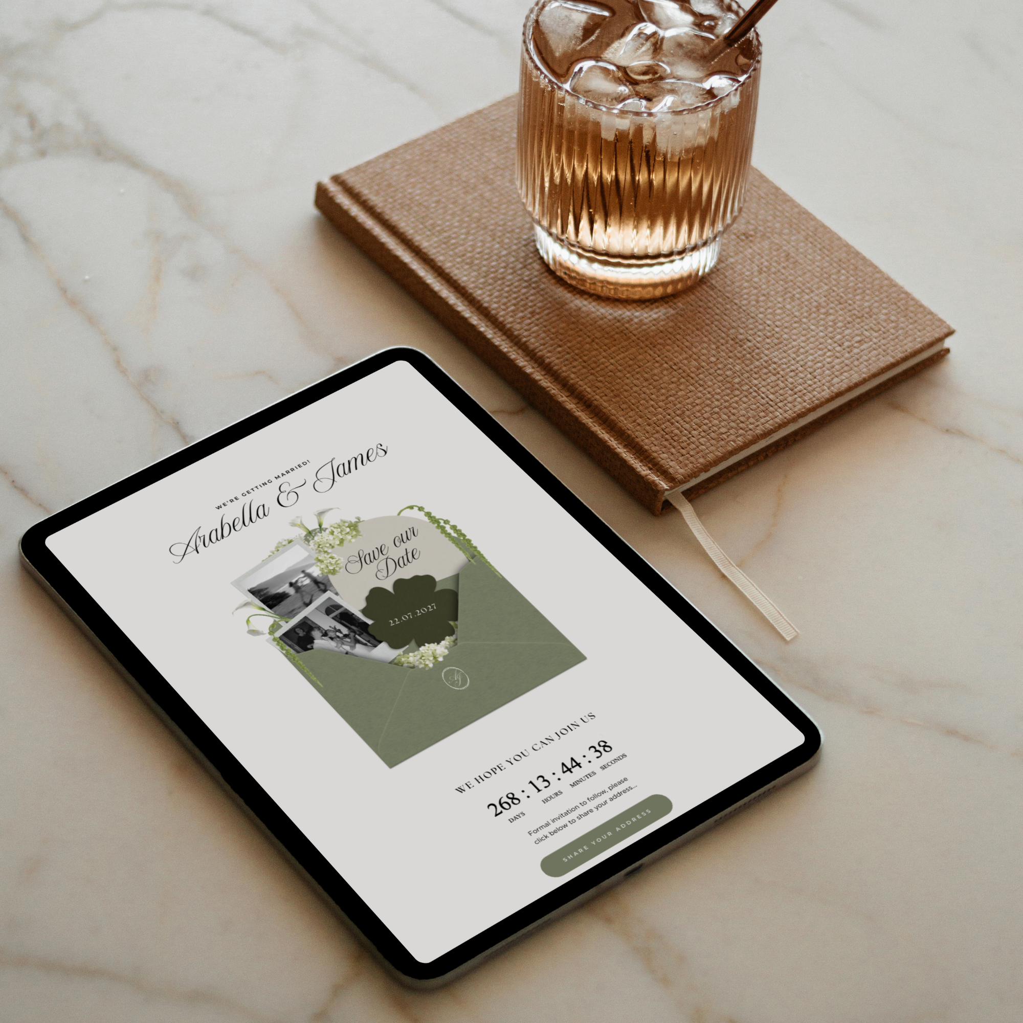 Save The Date Wedding Website Template (Sage & Ivory)