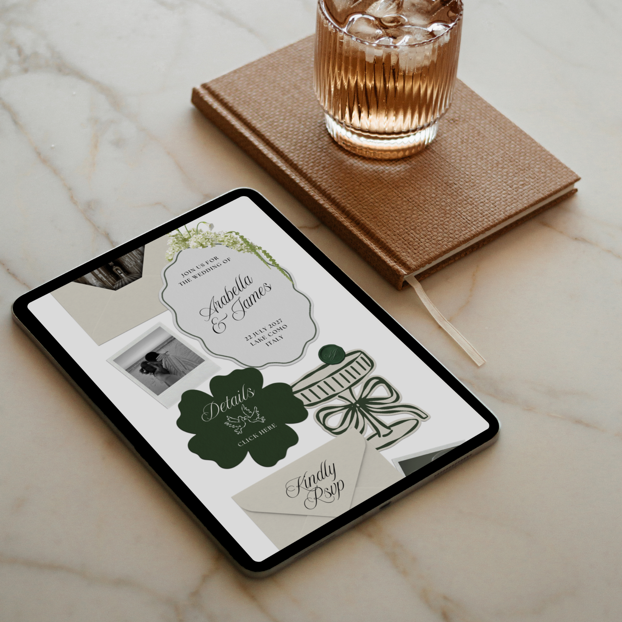 Wedding Website Template with RSVP (White & Green)