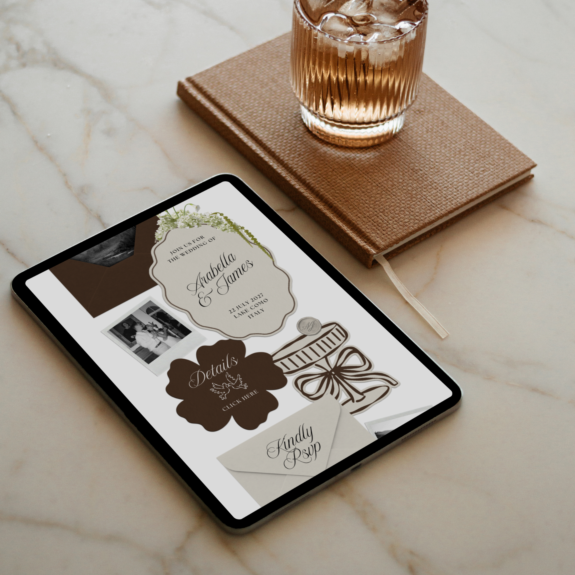 Wedding Website Template with RSVP (Brown & Ivory)