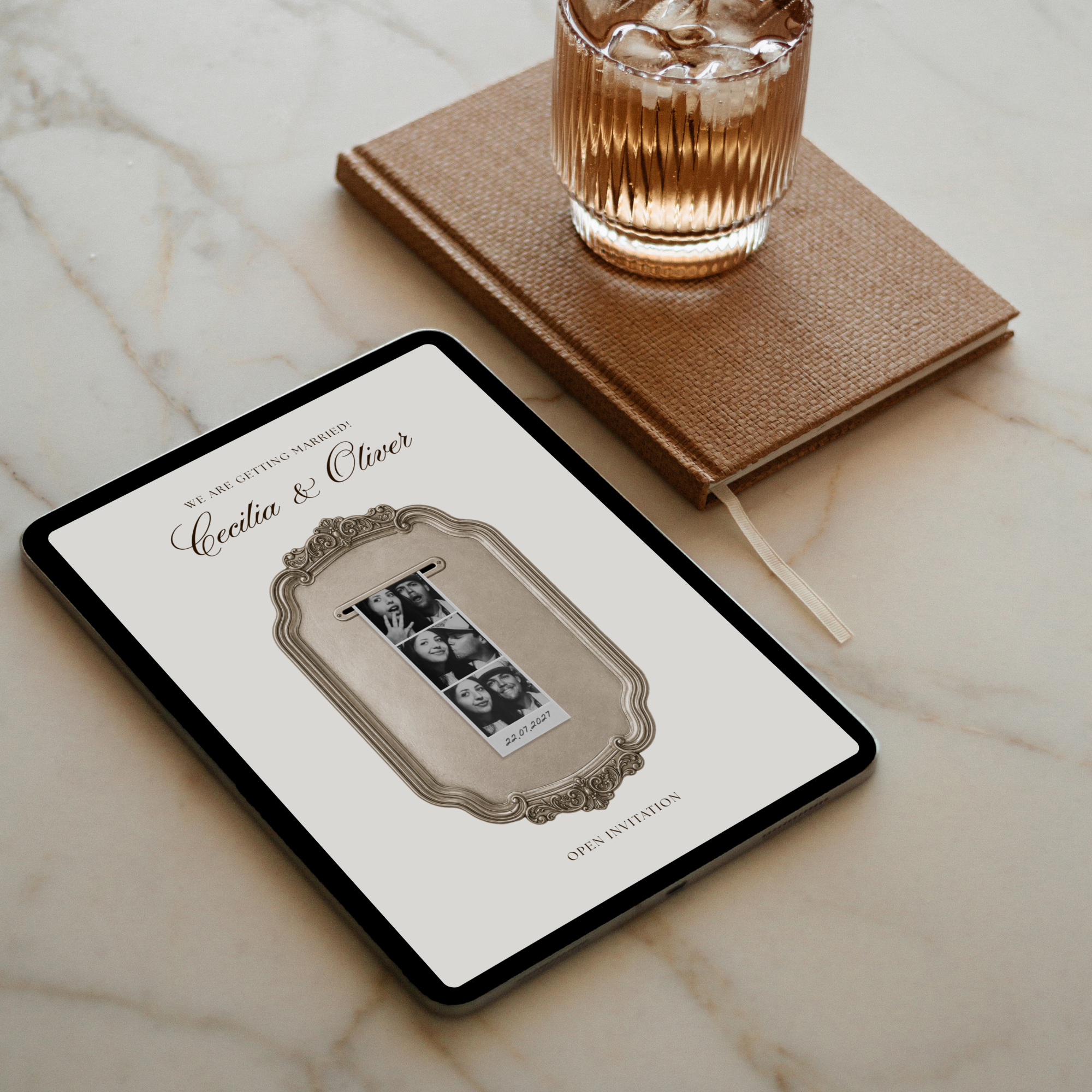 Wedding Website Template with RSVP (Photo Booth 01 - Ivory)
