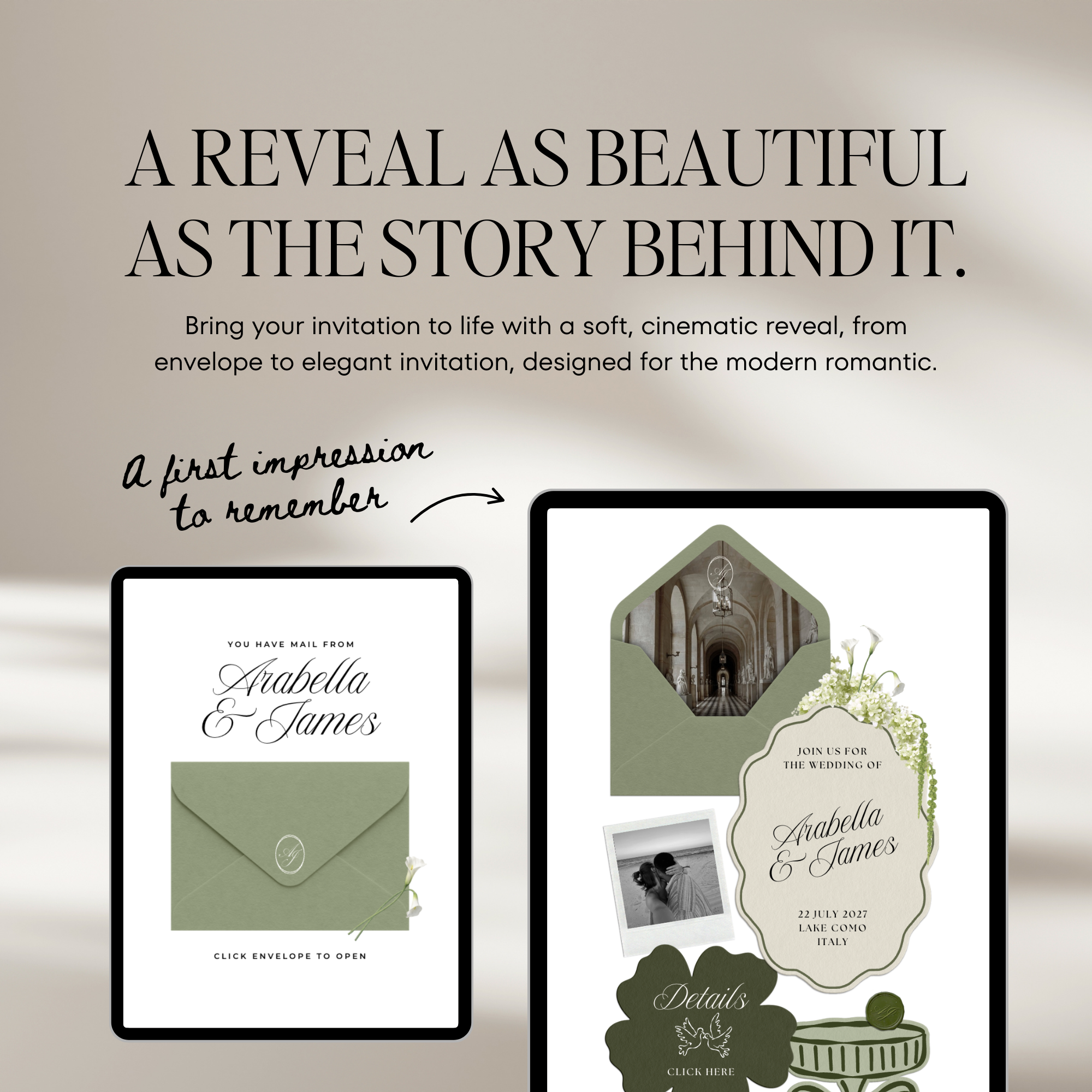 Wedding Website Template with RSVP (Sage & Ivory)