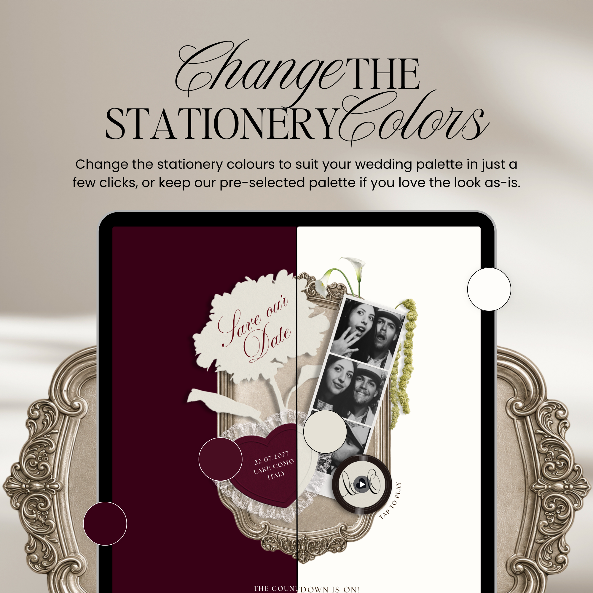 Save The Date Wedding Website Template (Photo Booth Animation 01 - Ivory)
