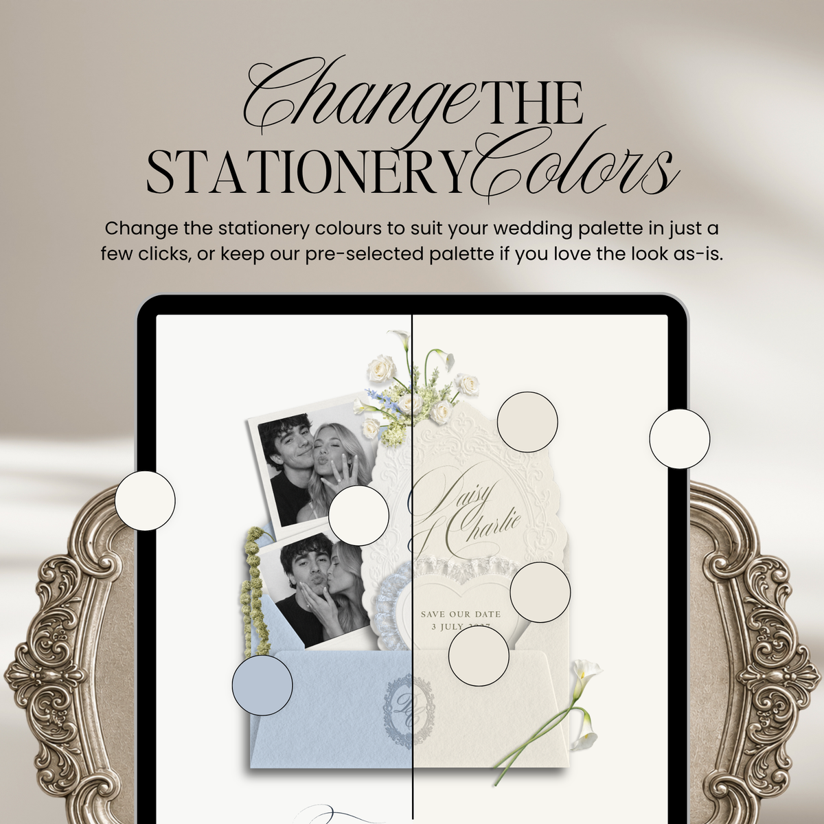 Save The Date Wedding Website Template (Envelope 07 - Blue + Ivory)
