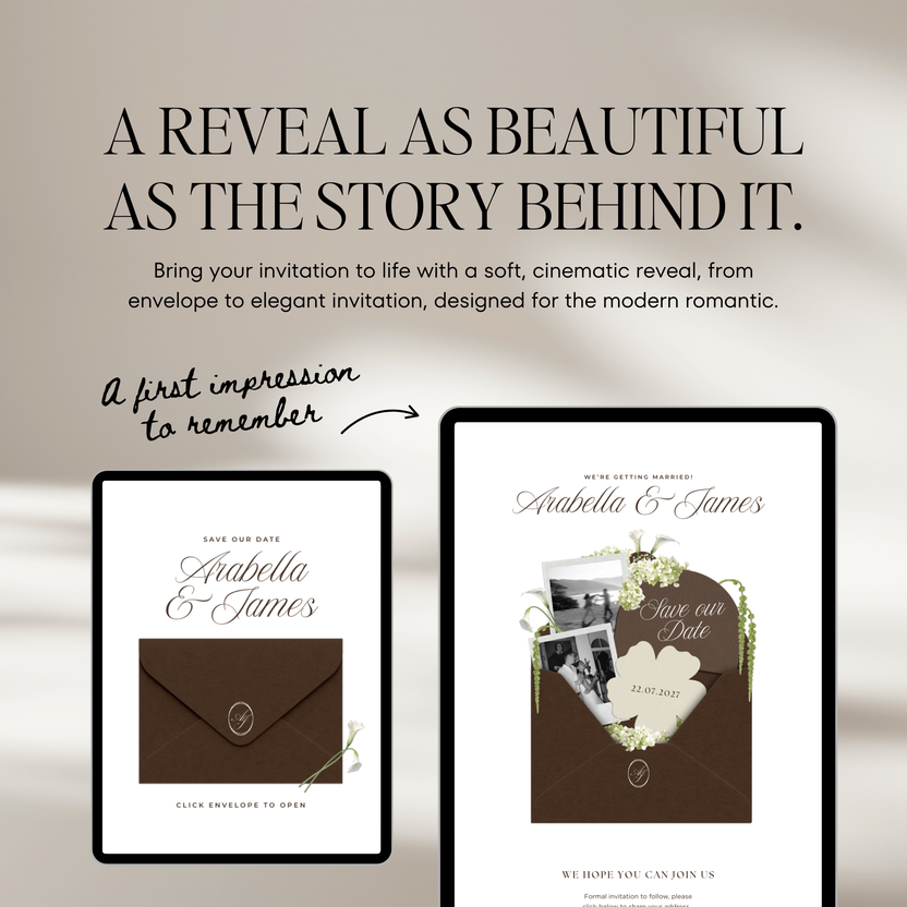 Classic Save The Date Wedding Website Template (Brown & Ivory) – Studio ...