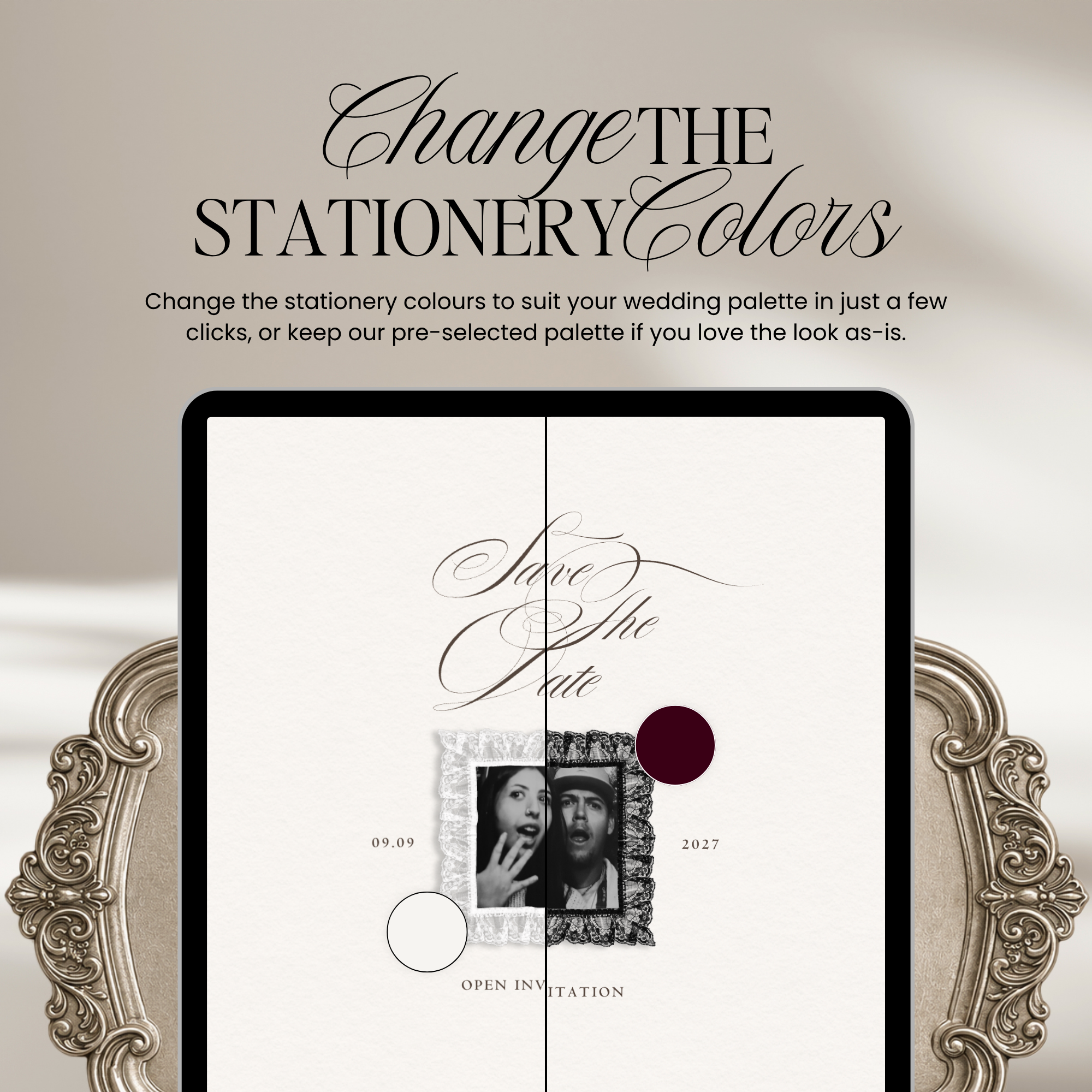 Save The Date Website Template (Romantic 01 - Ivory & Black)