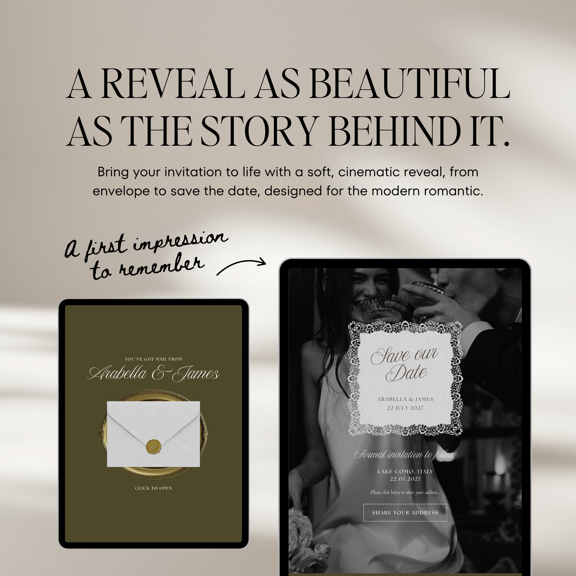 Old Money Save The Date Wedding Website Template (Olive)