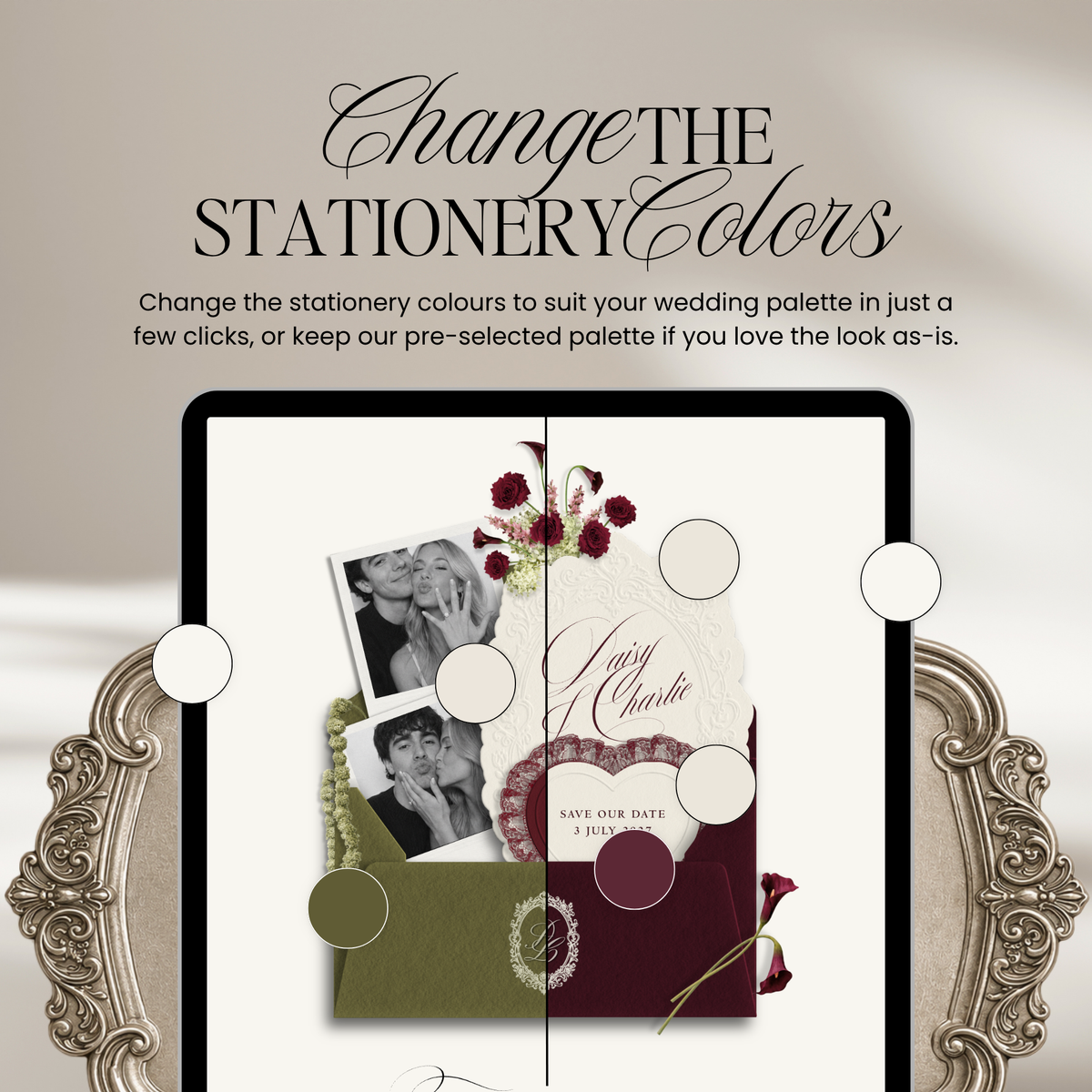 Save The Date Wedding Website Template (Envelope 07 - Burgundy + Ivory)