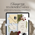 Wedding Website Template with RSVP (Envelope 05 - Green, Pink + Burgundy)