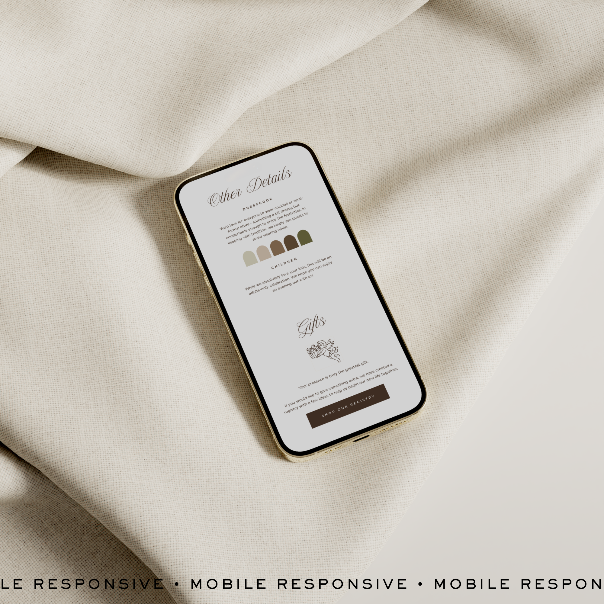 Classic Wedding Website Template with RSVP (Brown & Ivory)