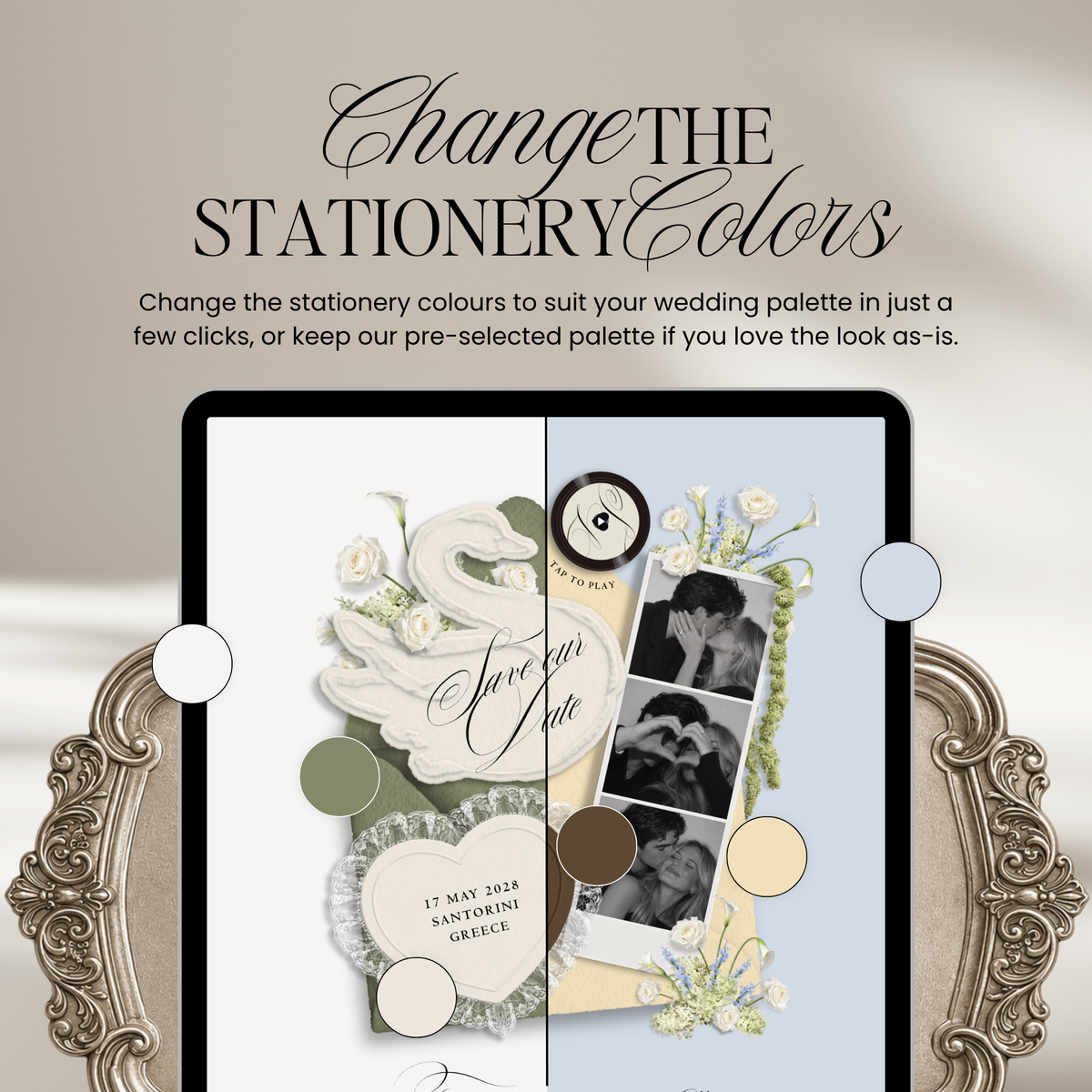 Save The Date Wedding Website Template (Envelope 05 - Sage Green + Ivory)