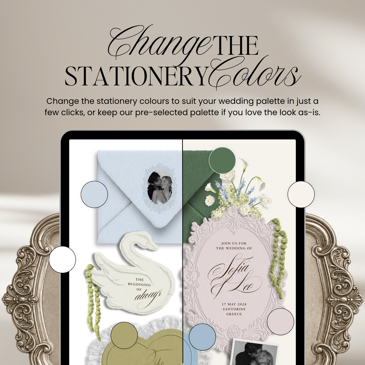 Wedding Website Template with RSVP (Envelope 05 - Blue + Green)