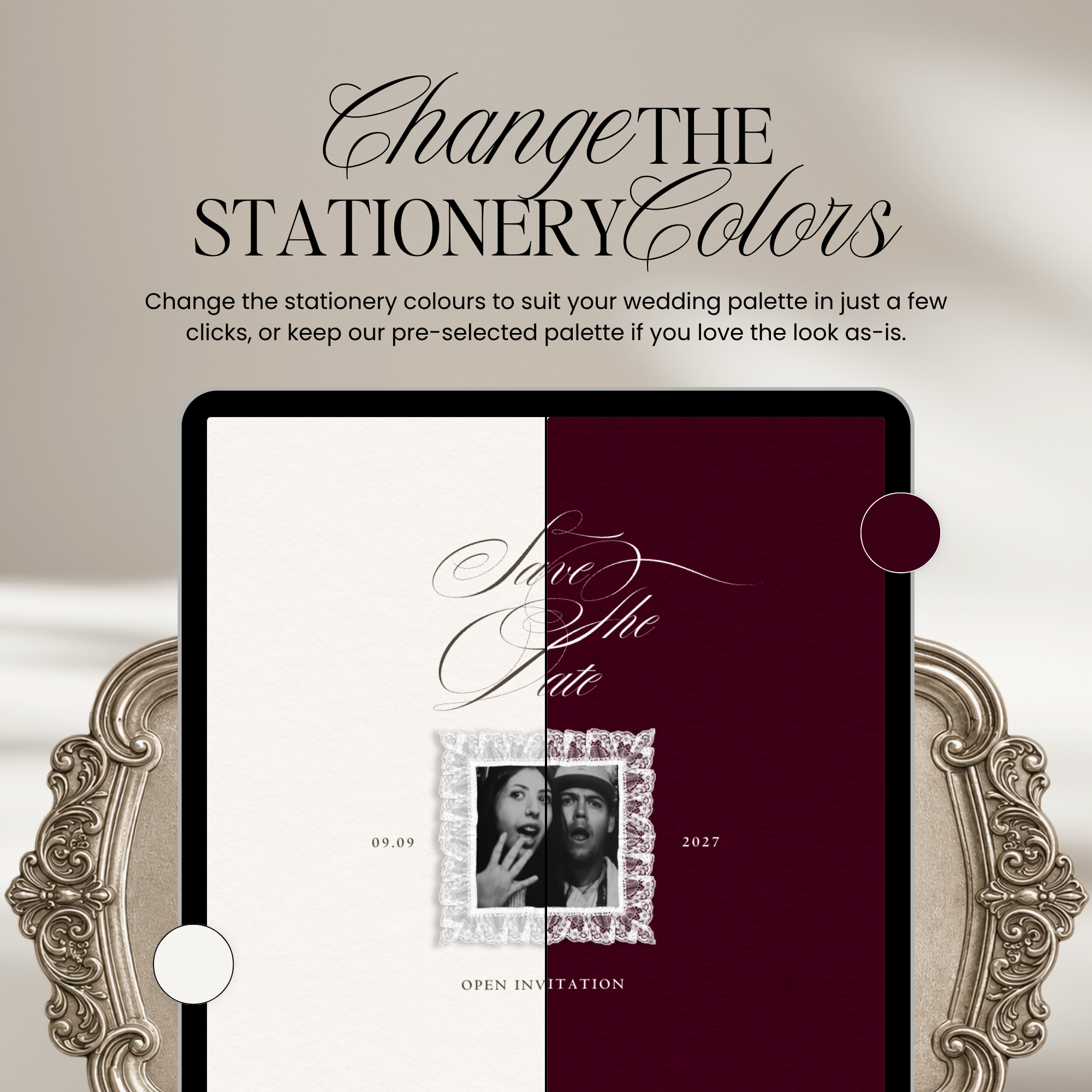 Save The Date Website Template (Romantic 01 - Ivory)