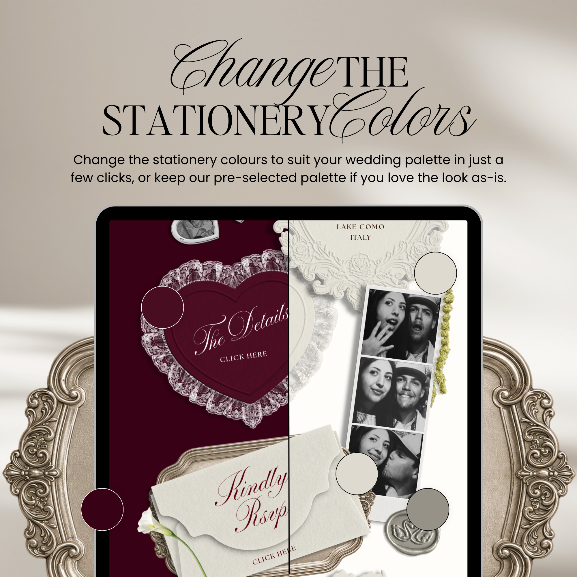 Wedding Website Template with RSVP (Photo Booth 01 - Ivory)