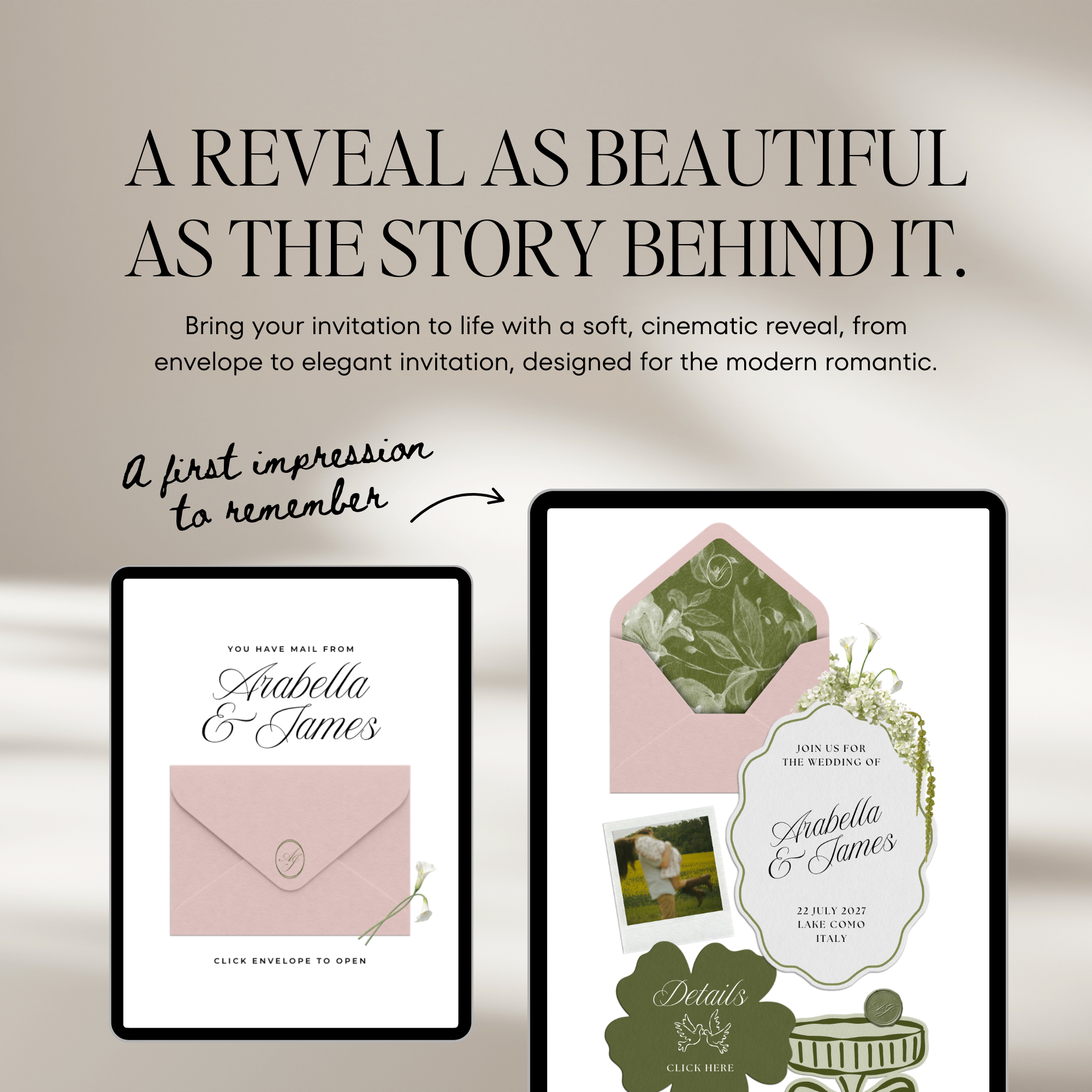 Wedding Website Template with RSVP (Pink & Green)