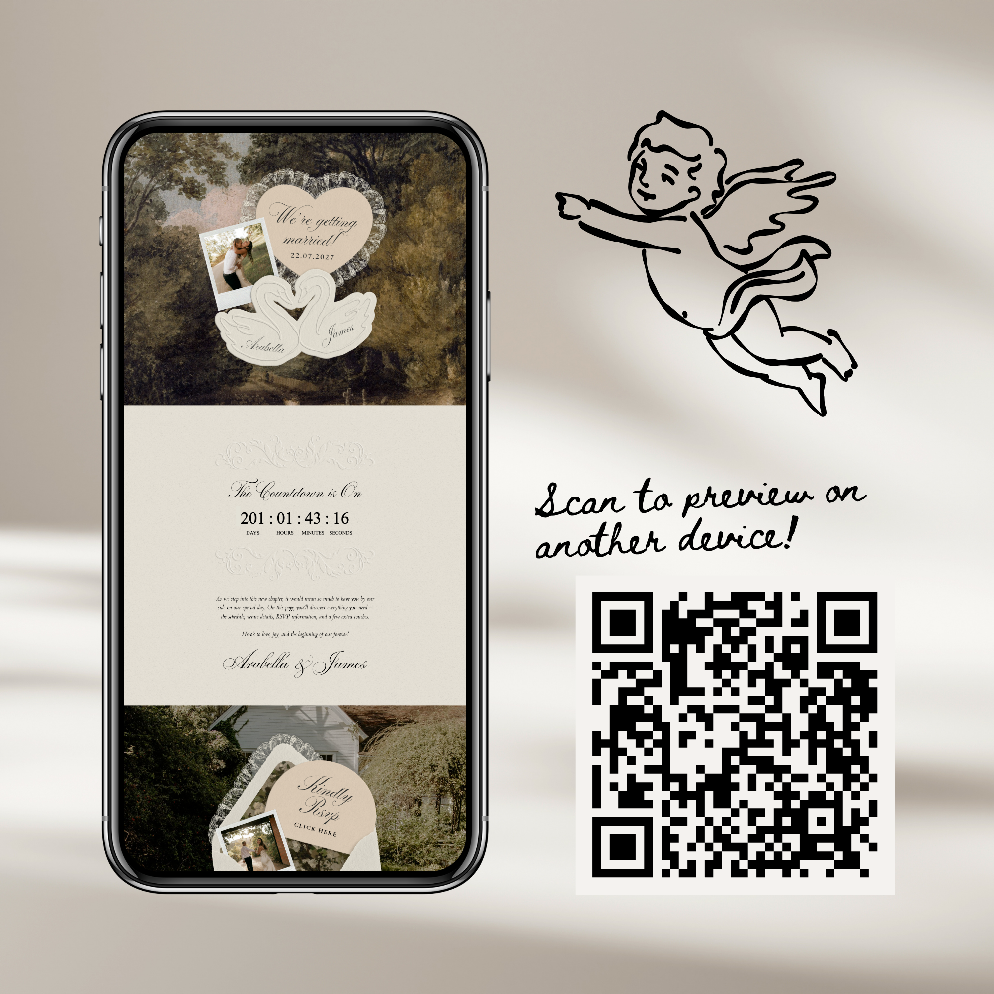 Old Money Lace Wedding Website Template with RSVP (Lace 03)