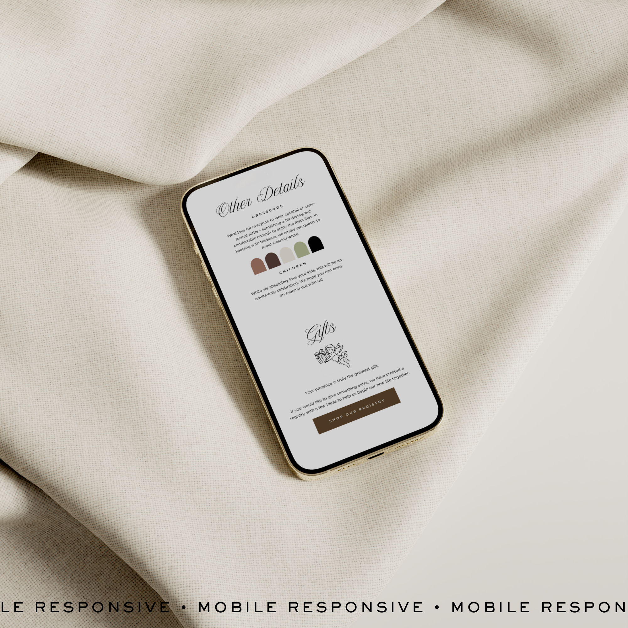 Wedding Website Template with RSVP (Brown & Dusty Blue)