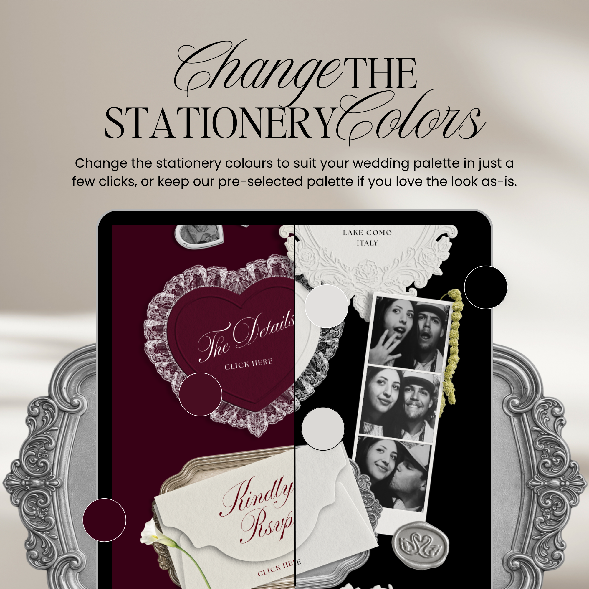 Wedding Website Template with RSVP (Photo Booth 01 - Black)