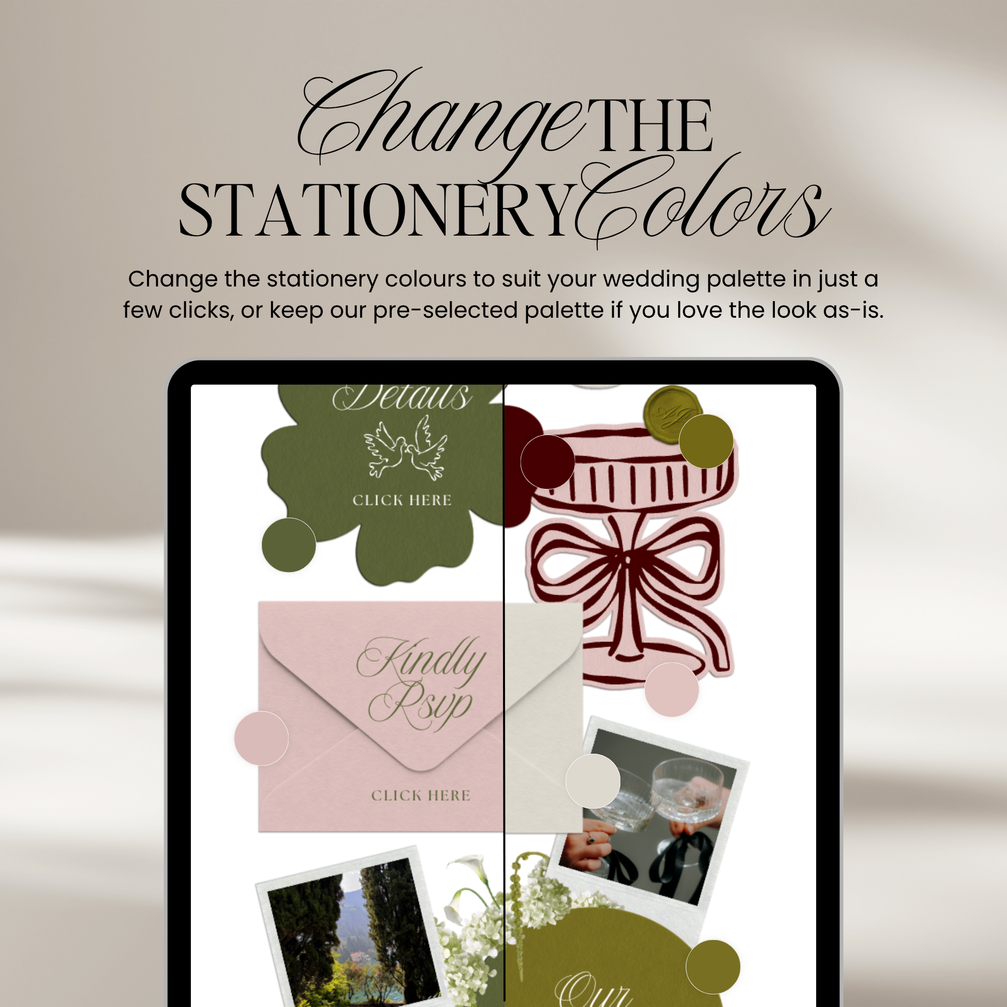 Wedding Website Template with RSVP (Pink & Green)