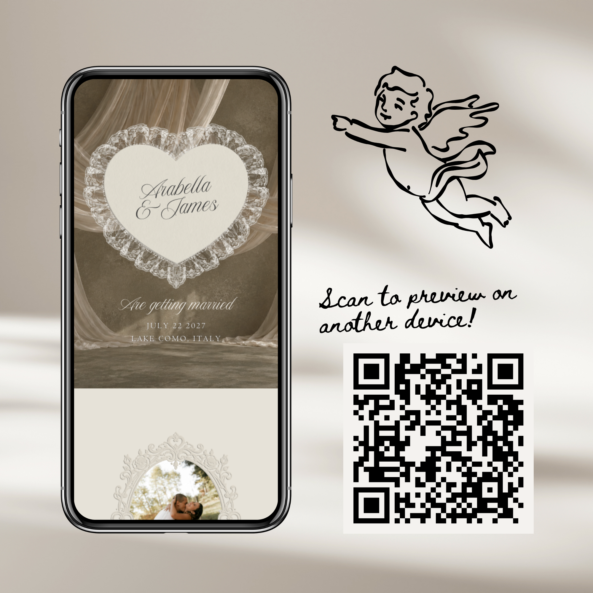 Old Money Lace Wedding Website Template with RSVP (Lace 02)