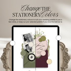 Save The Date Wedding Website Template (Envelope 06 - Green + Burgundy)