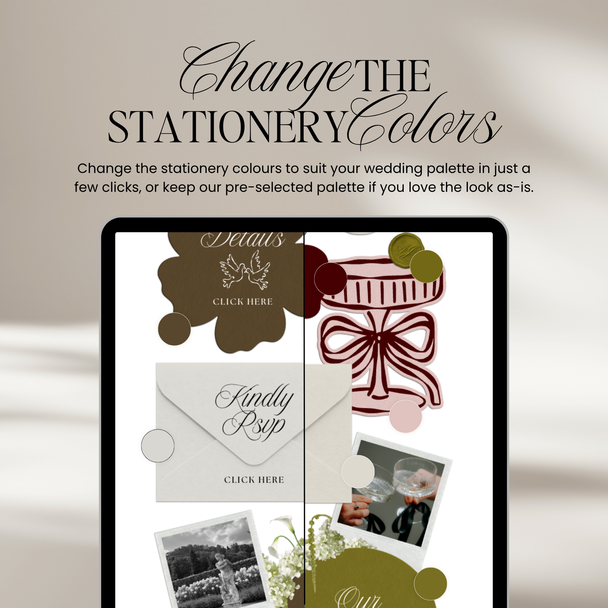 Wedding Website Template with RSVP (Brown & Dusty Blue)