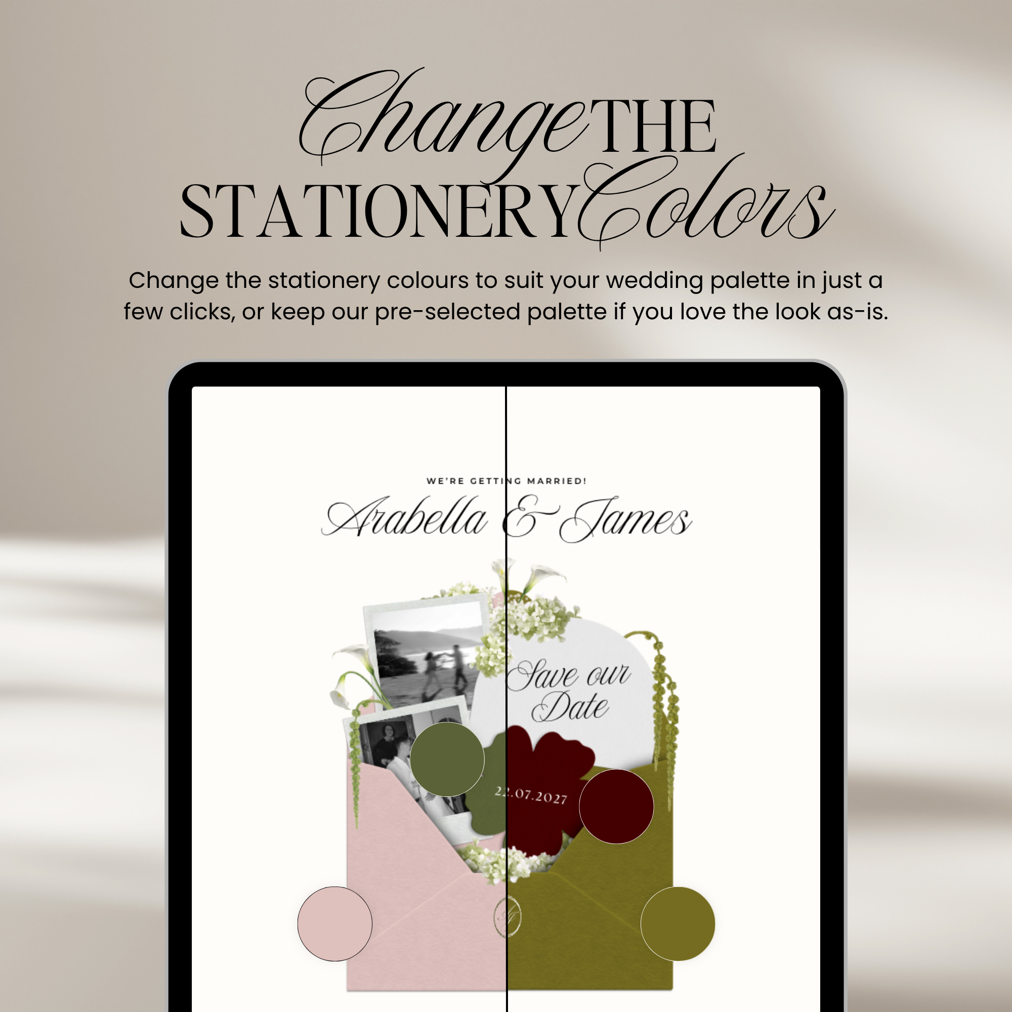 Save The Date Wedding Website Template (Pink & Green)