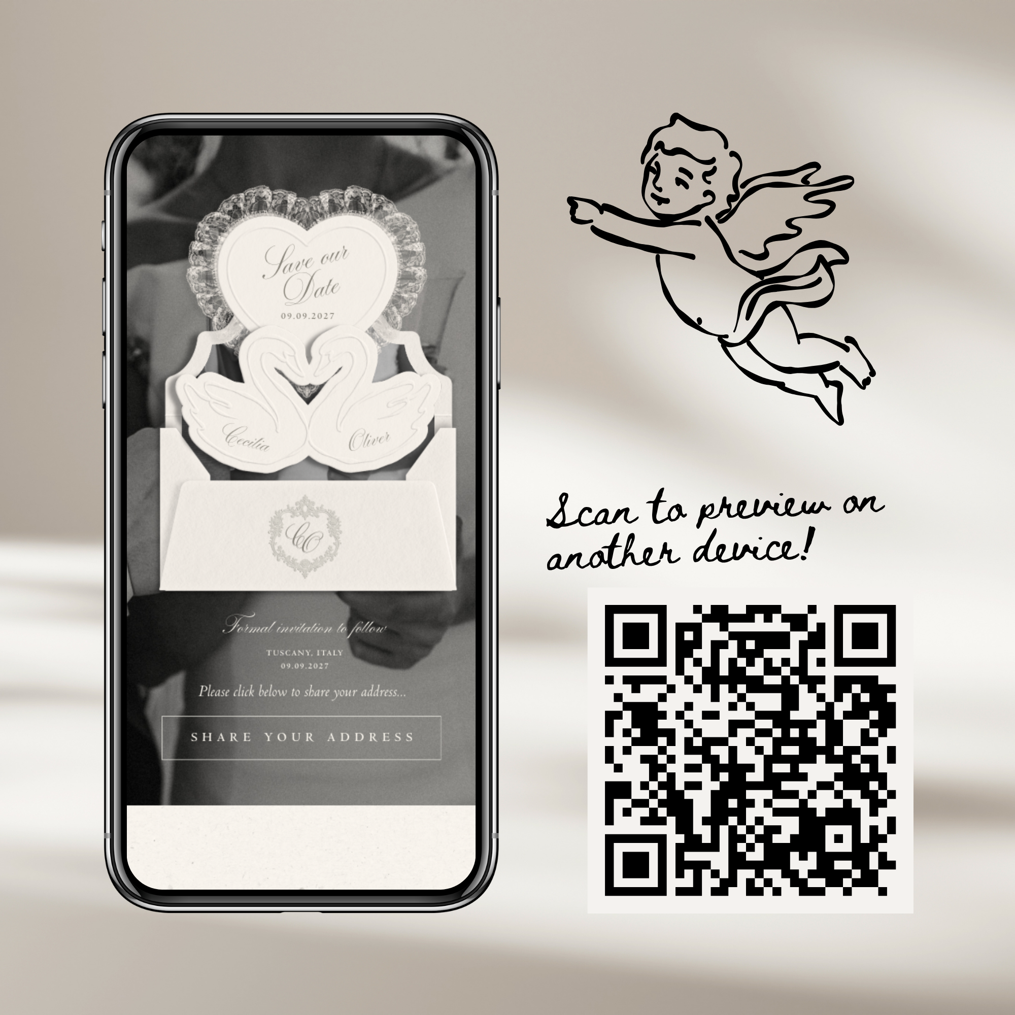 Heirloom Save The Date Website Template (Ivory 02)