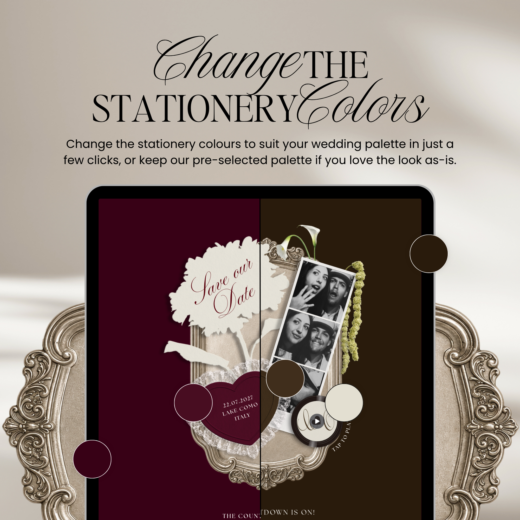 Save The Date Wedding Website Template (Photo Booth Animation 01 - Brown)