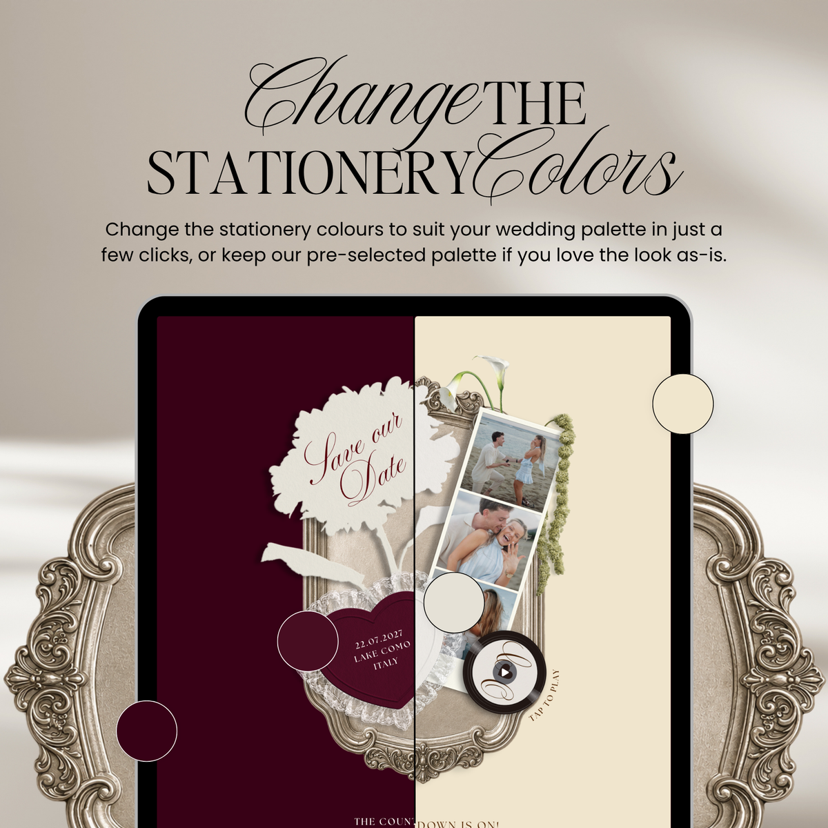 Save The Date Wedding Website Template (Photo Booth Animation 01 - Yellow)