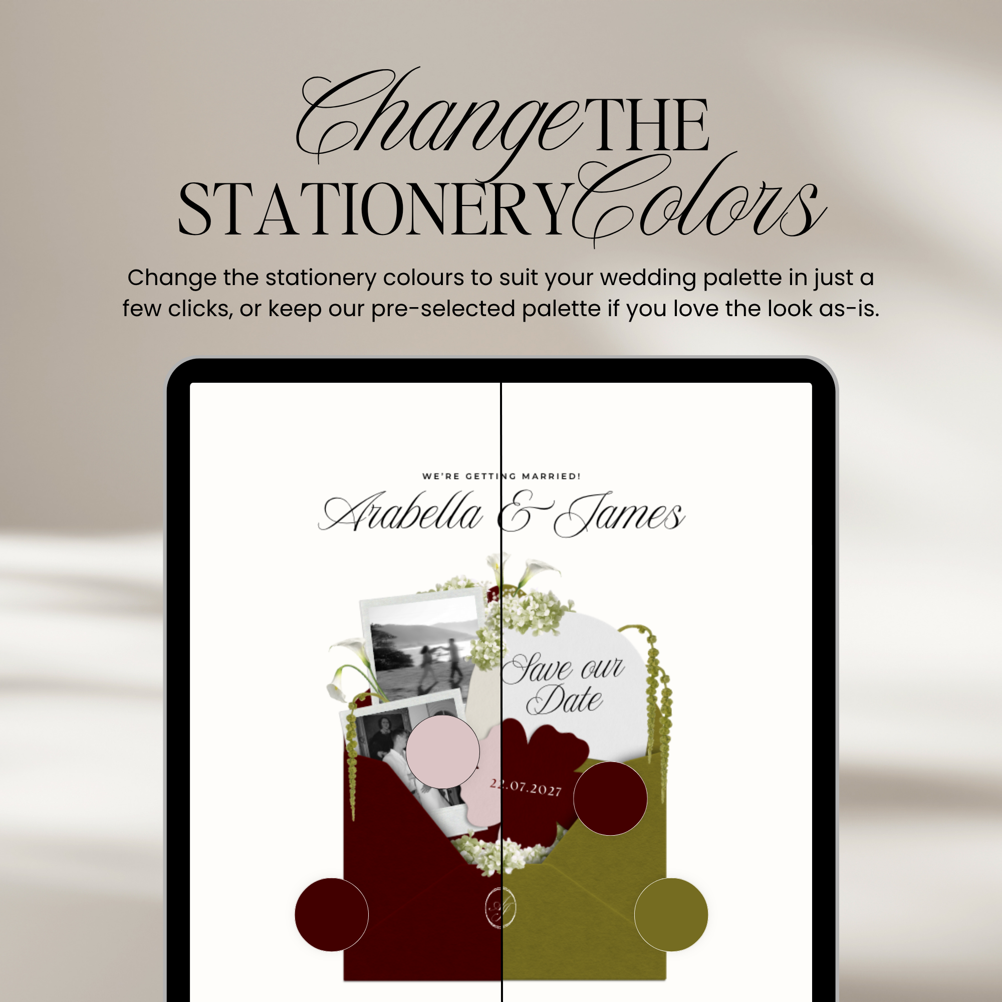 Save The Date Wedding Website Template (Burgundy & Ivory)