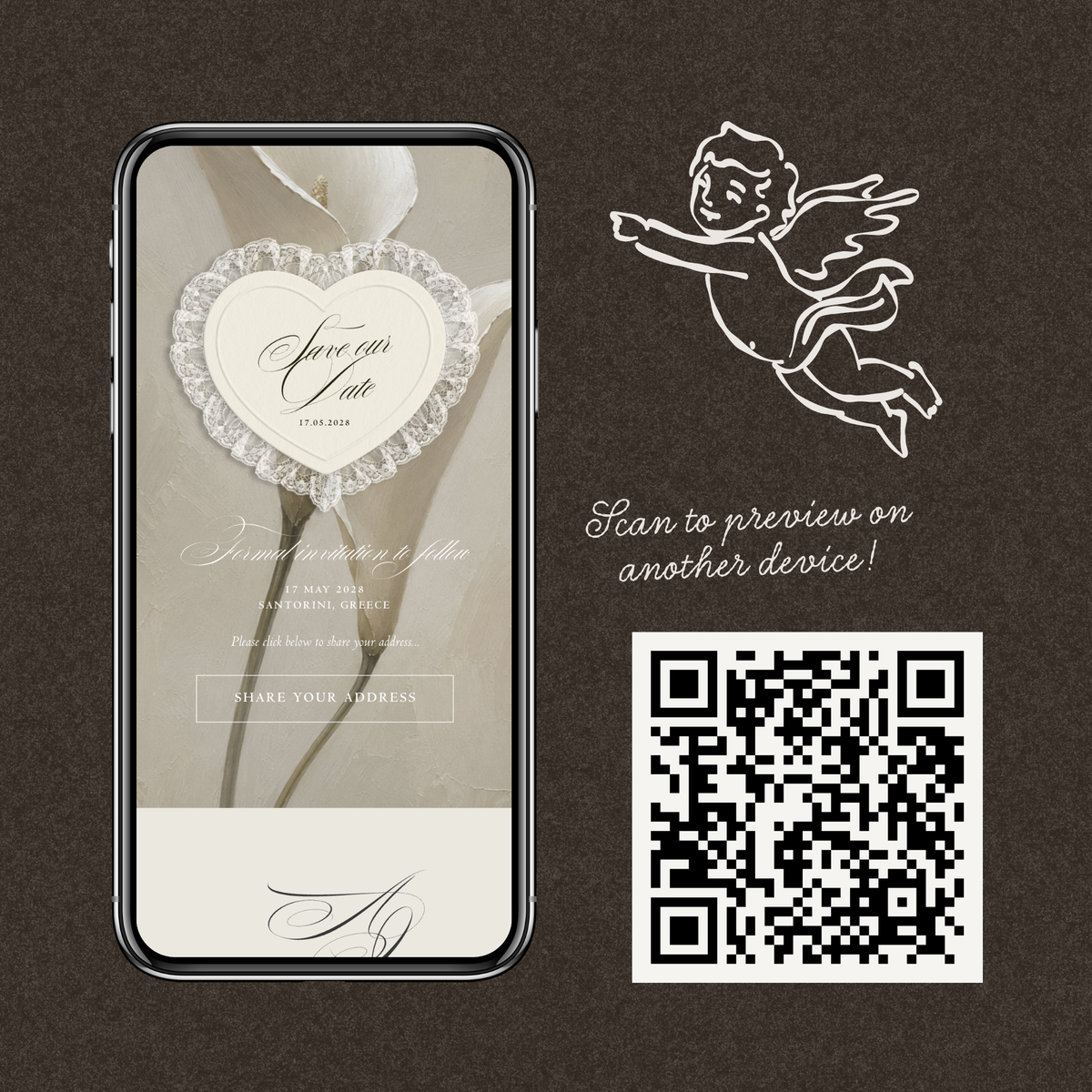 Lace Heart Save The Date Website Template (Lace 0201)
