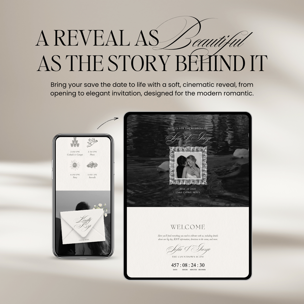 Lace Wedding Website Template with RSVP (Lace 0501)