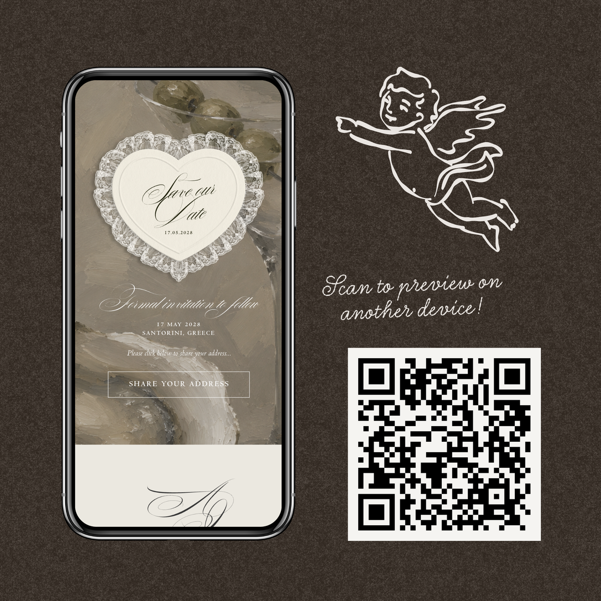 Lace Heart Save The Date Website Template (Lace 0202)