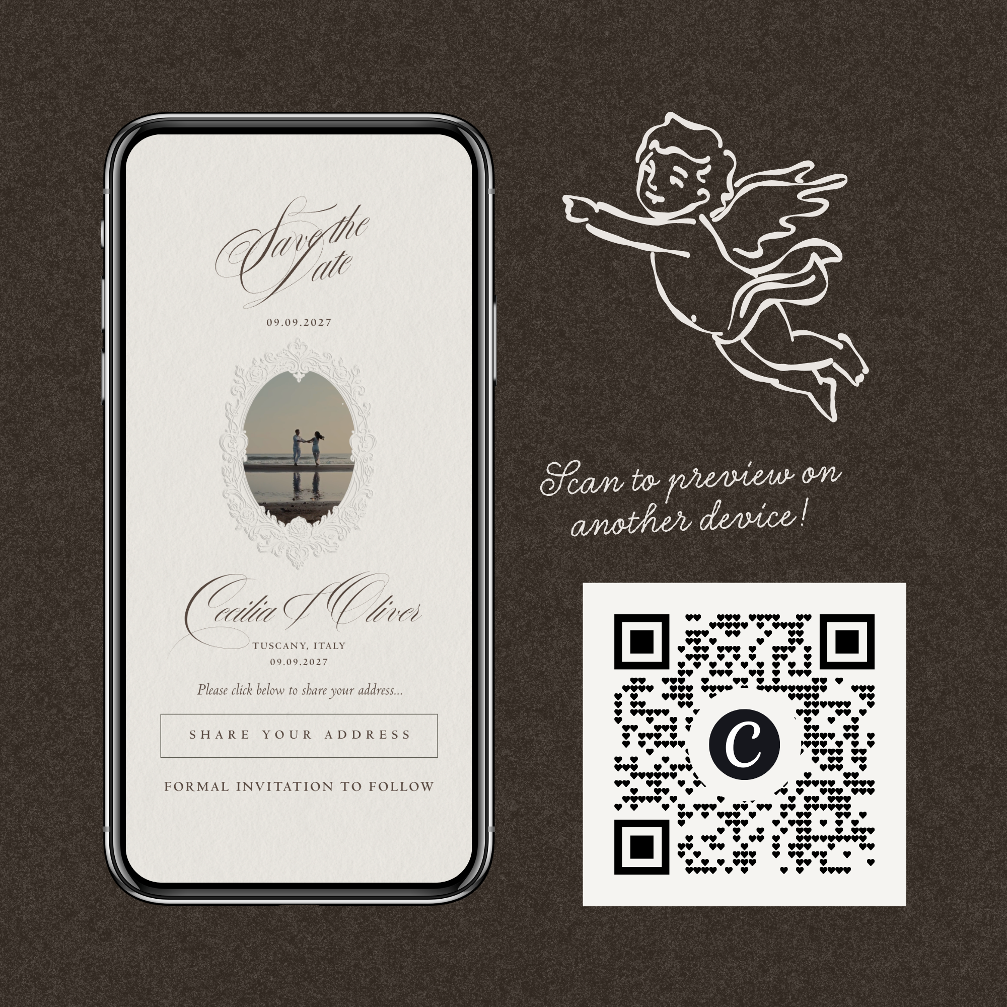 Save The Date Website Template (Vintage 01 - Ivory)