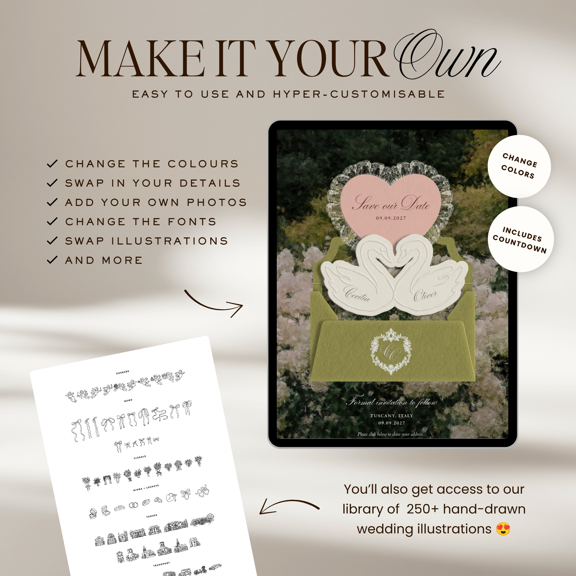 Heirloom Save The Date Website Template (Green & Pink)