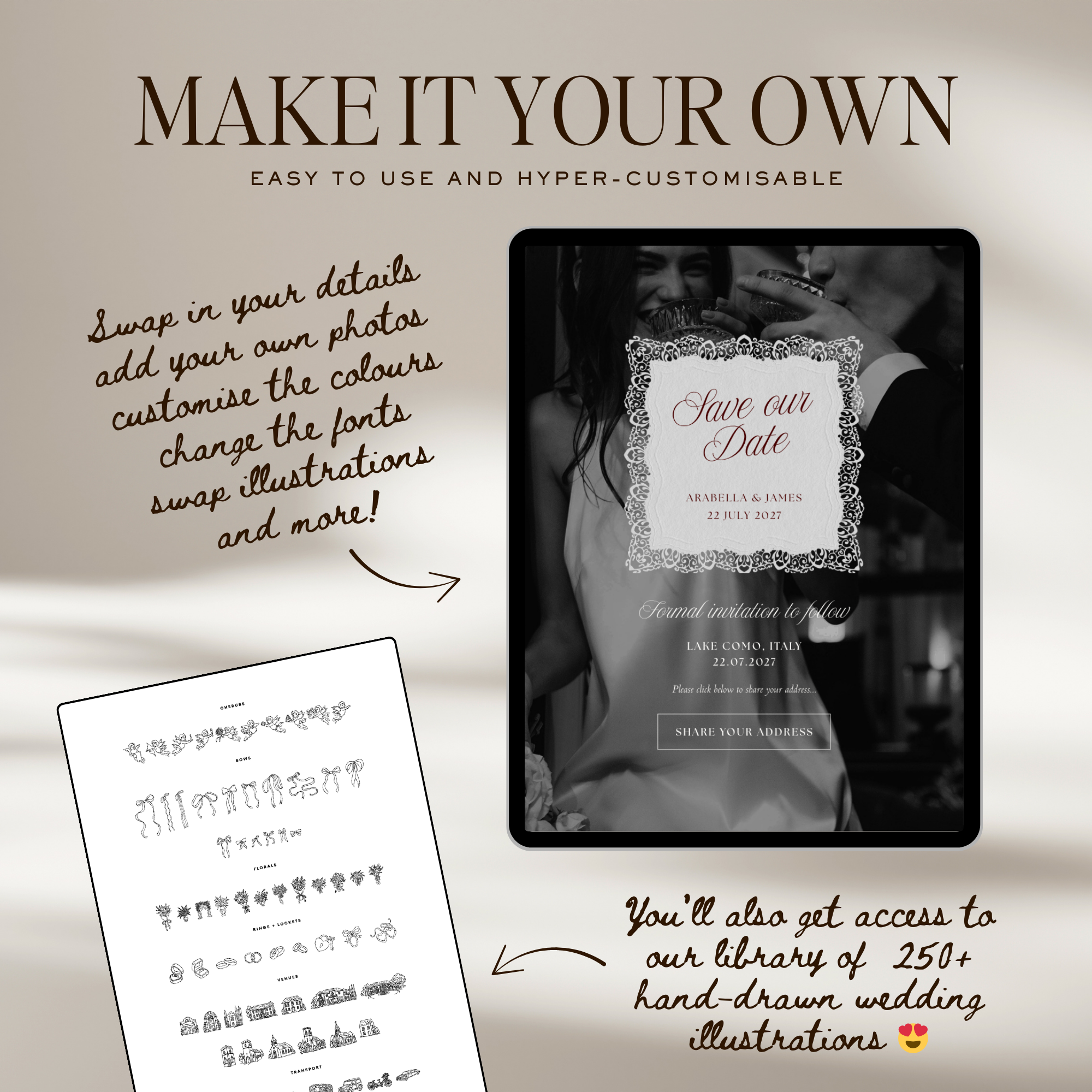 Old Money Save The Date Website Template (Burgundy)